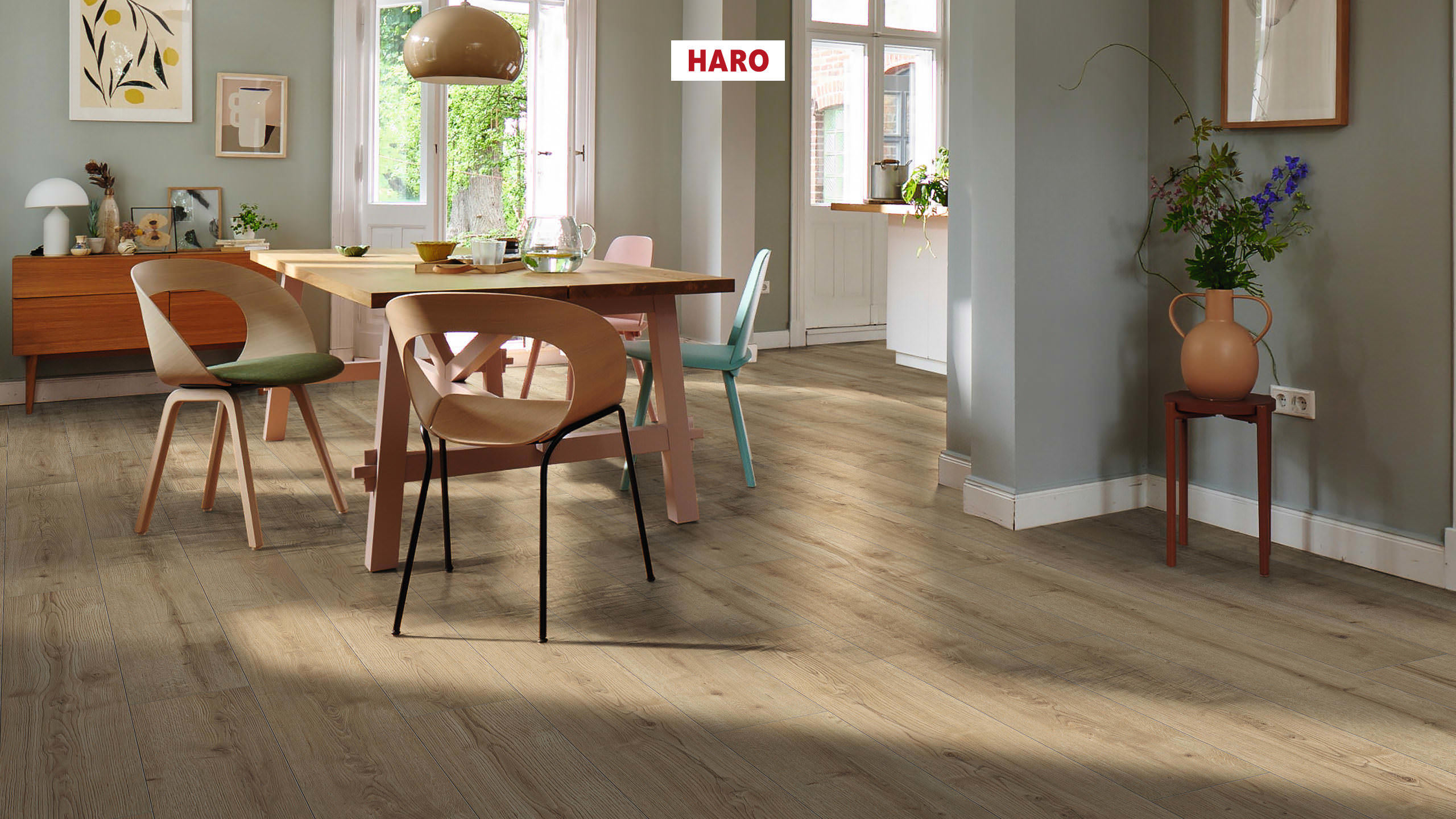 HARO Suelo laminado TRITTY 90 1-lama 4V Roble Bari puro* authentic Silent CT Top Connect