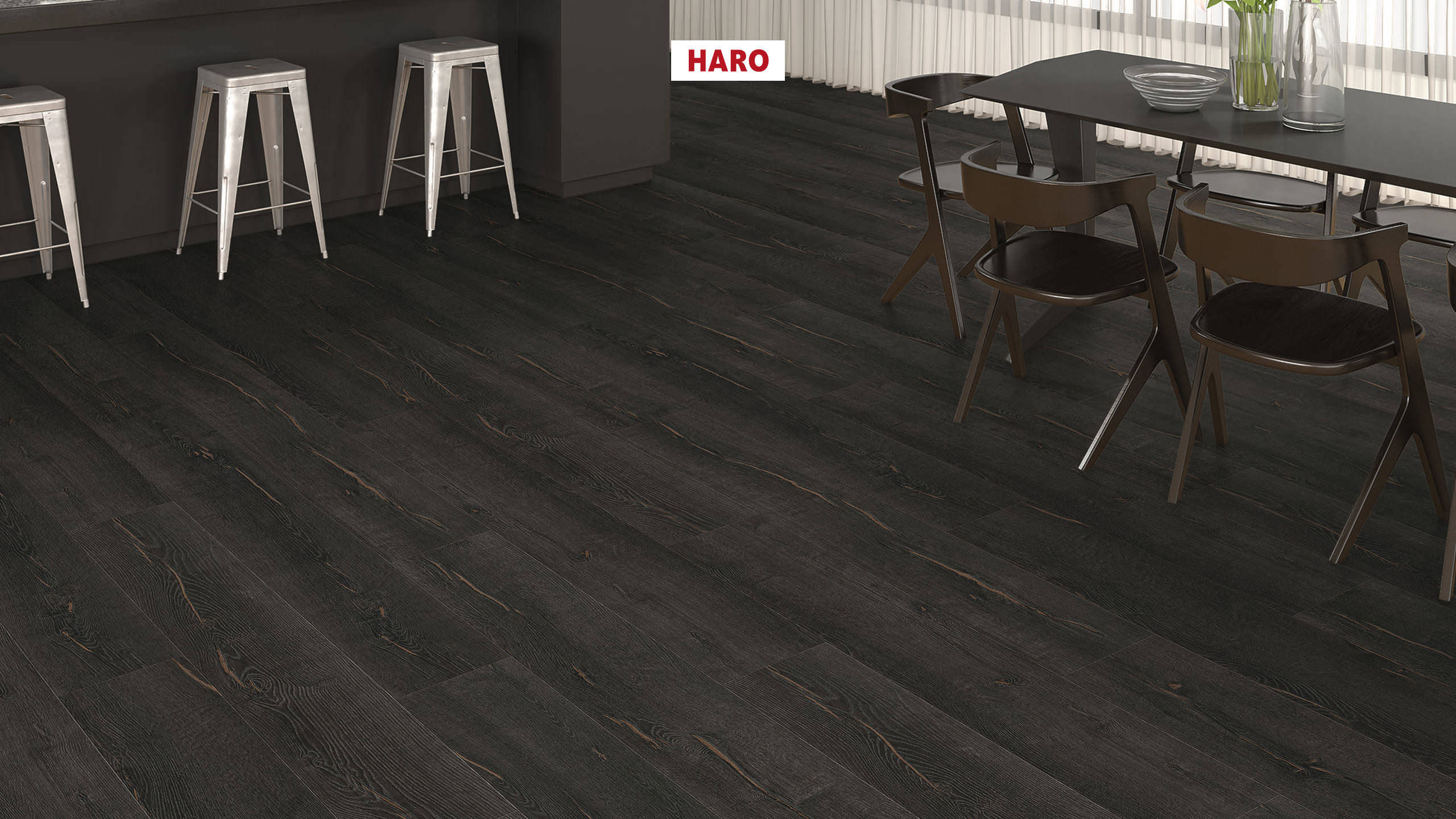 HARO Suelo laminado TRITTY 200 Aqua 1-lama 4V Roble Metallic negro* authentic Silent CT Top Connect