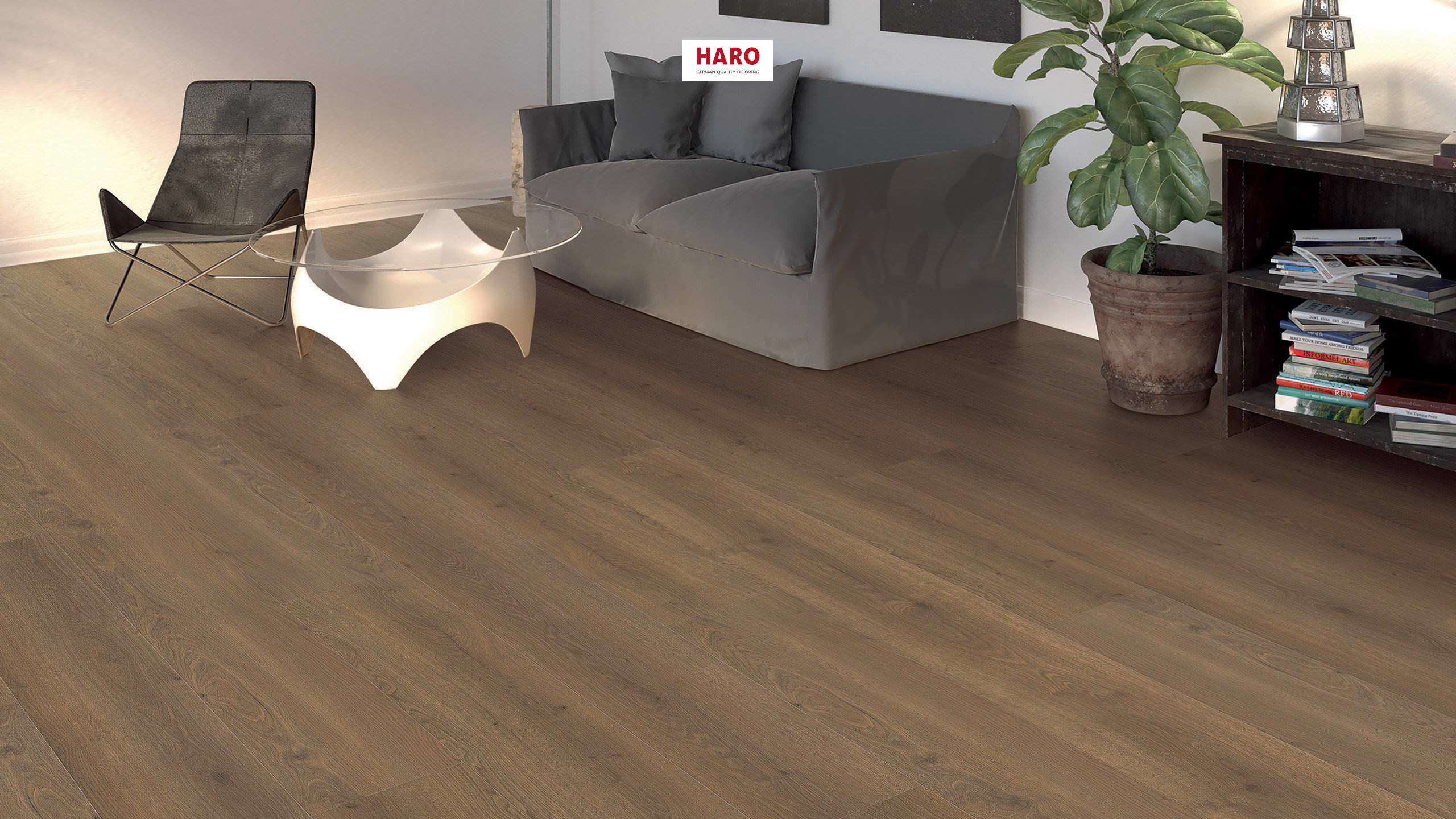 HARO Suelo laminado TRITTY 200 Aqua Gran Via 4V Roble Flavia ahumado* authentic Top Connect