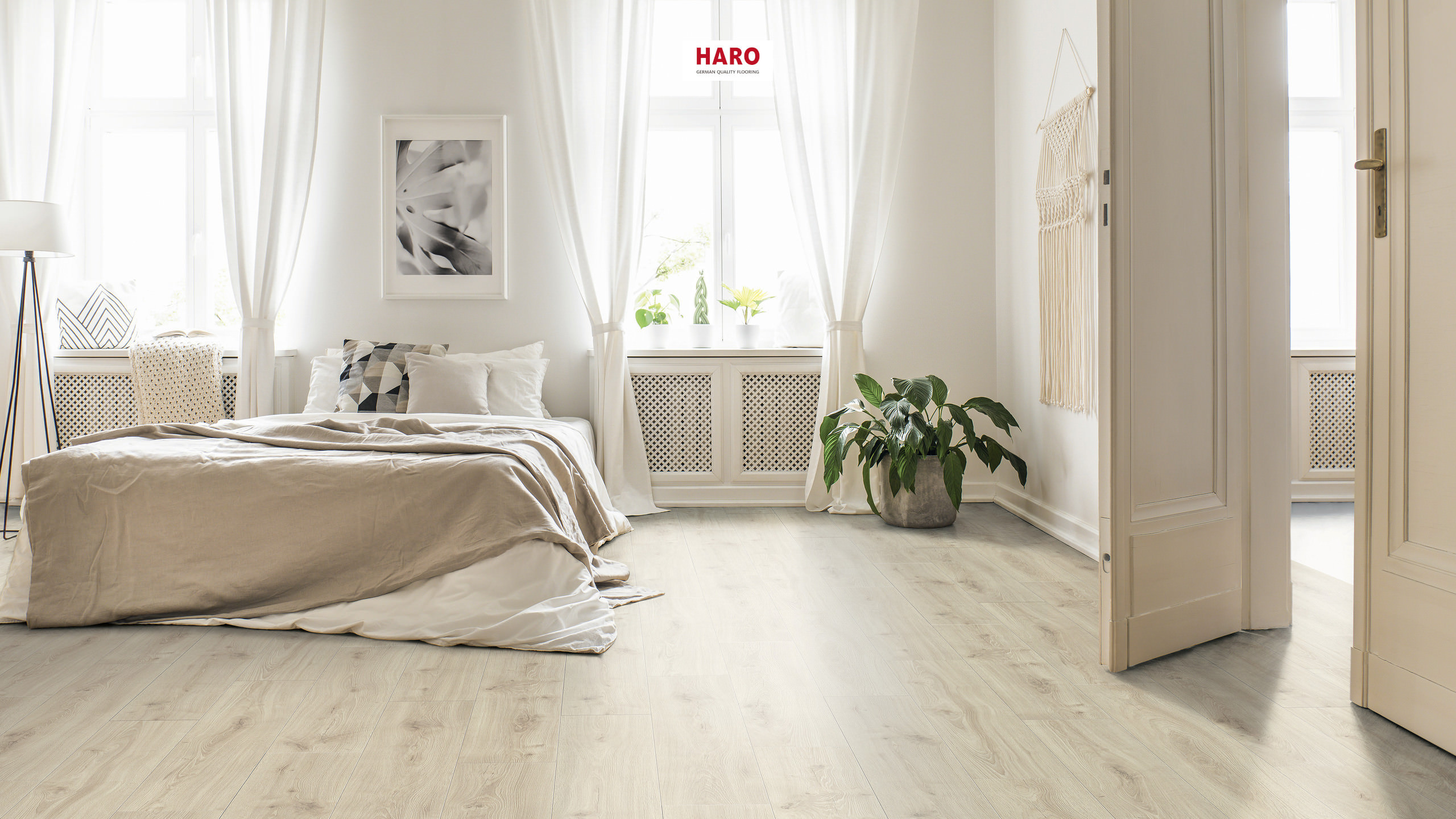 HARO Suelo laminado Edición especial NKL32 1-lama 4V Roble Alta blanco crema* cepillado Top Connect