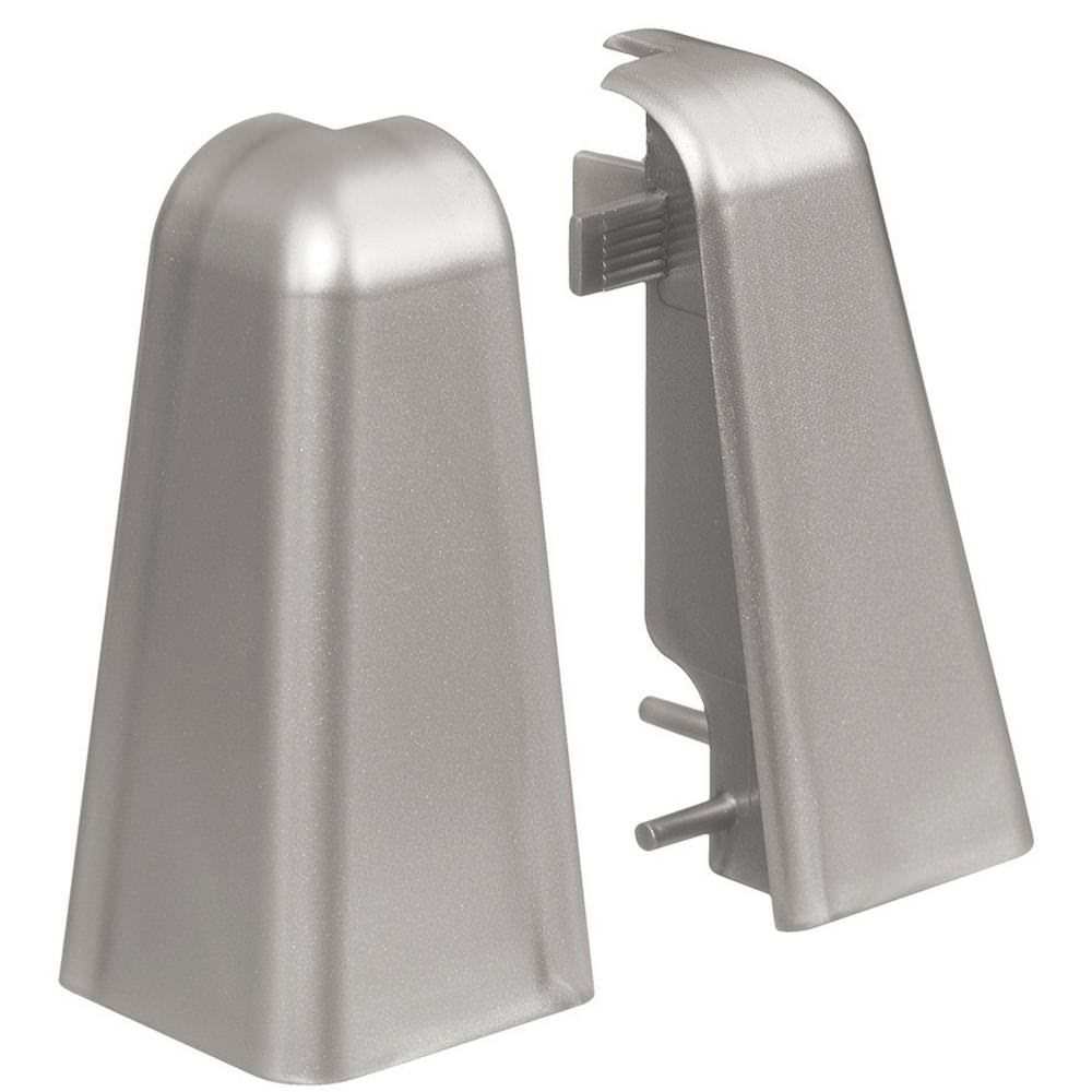 Embout d'angle sortant en plastique pour plinthe à emboîter 19 x 58 mm 2 pcs./sac argent
