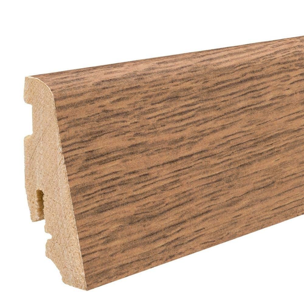 Plinthe à emboîter en bois massif 19 x 58 mm 2,2 m avec film décor, imperméable Chêne montagnard*