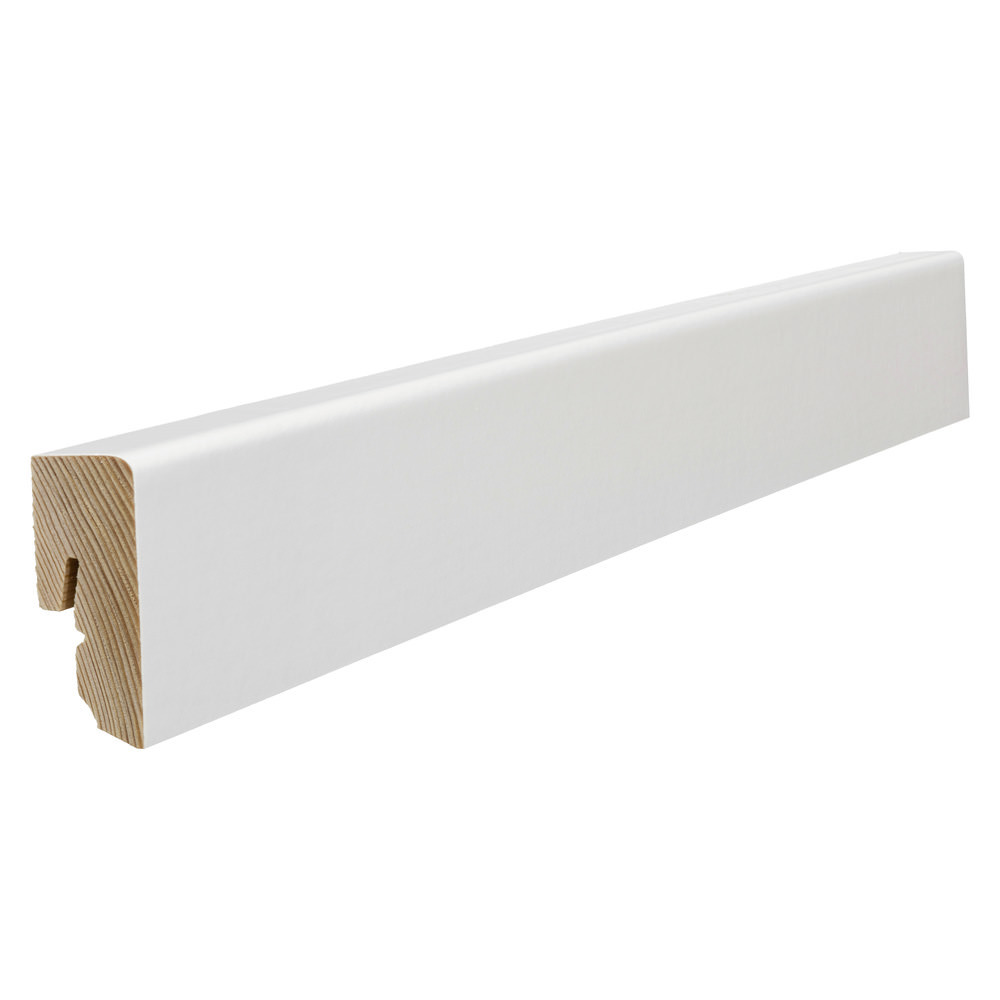 Plinthe à emboîter en bois massif 16 x 40 mm cube 2,2 m avec film décor strong, mat blanc