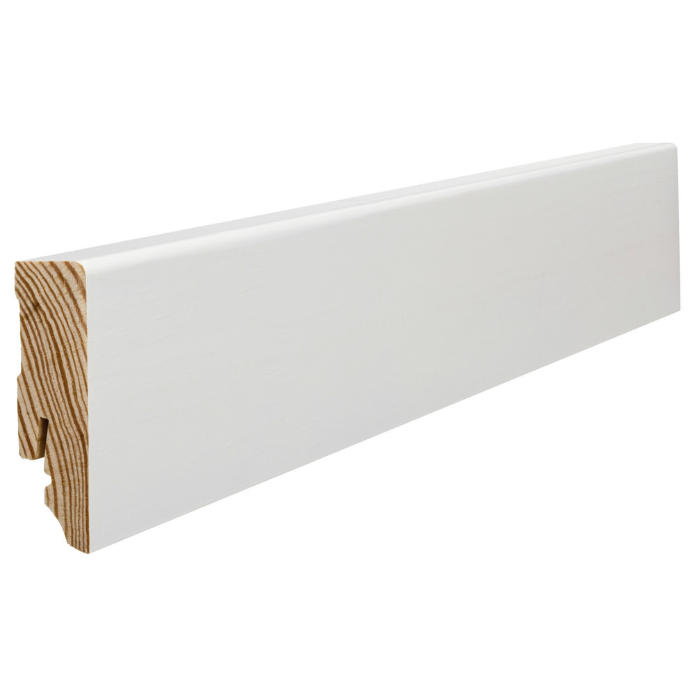Plinthe à emboîter 16 x 58 mm 2,4 m massif verni blanc blanc