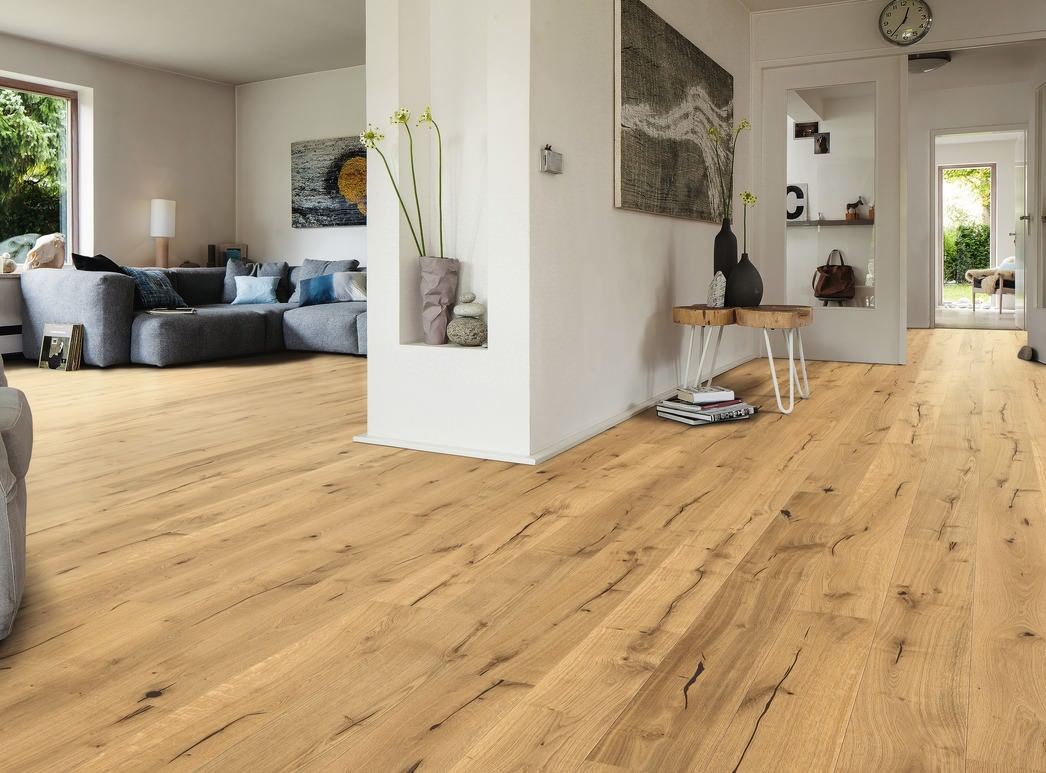 HARO PARQUET 3000 HDF Planche large à l'ancienne 2VM Chêne Westerwald brossé bioTec Lock Connect