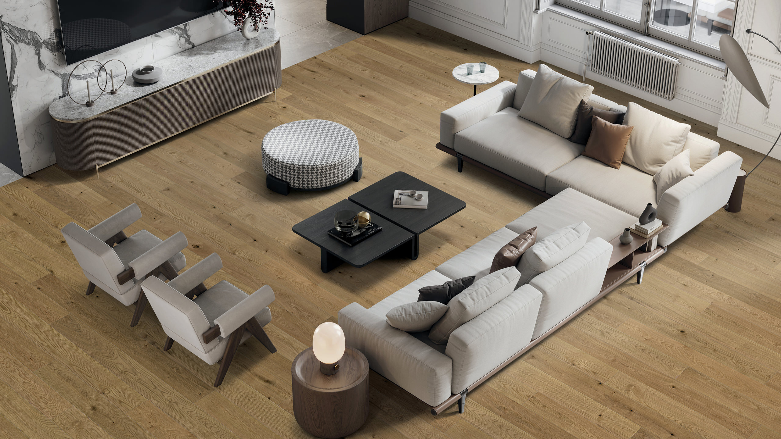 HARO PARQUET 4000 Planche large à l'ancienne 180 4V Chêne Markant brossé naturaLin plus Top Connect