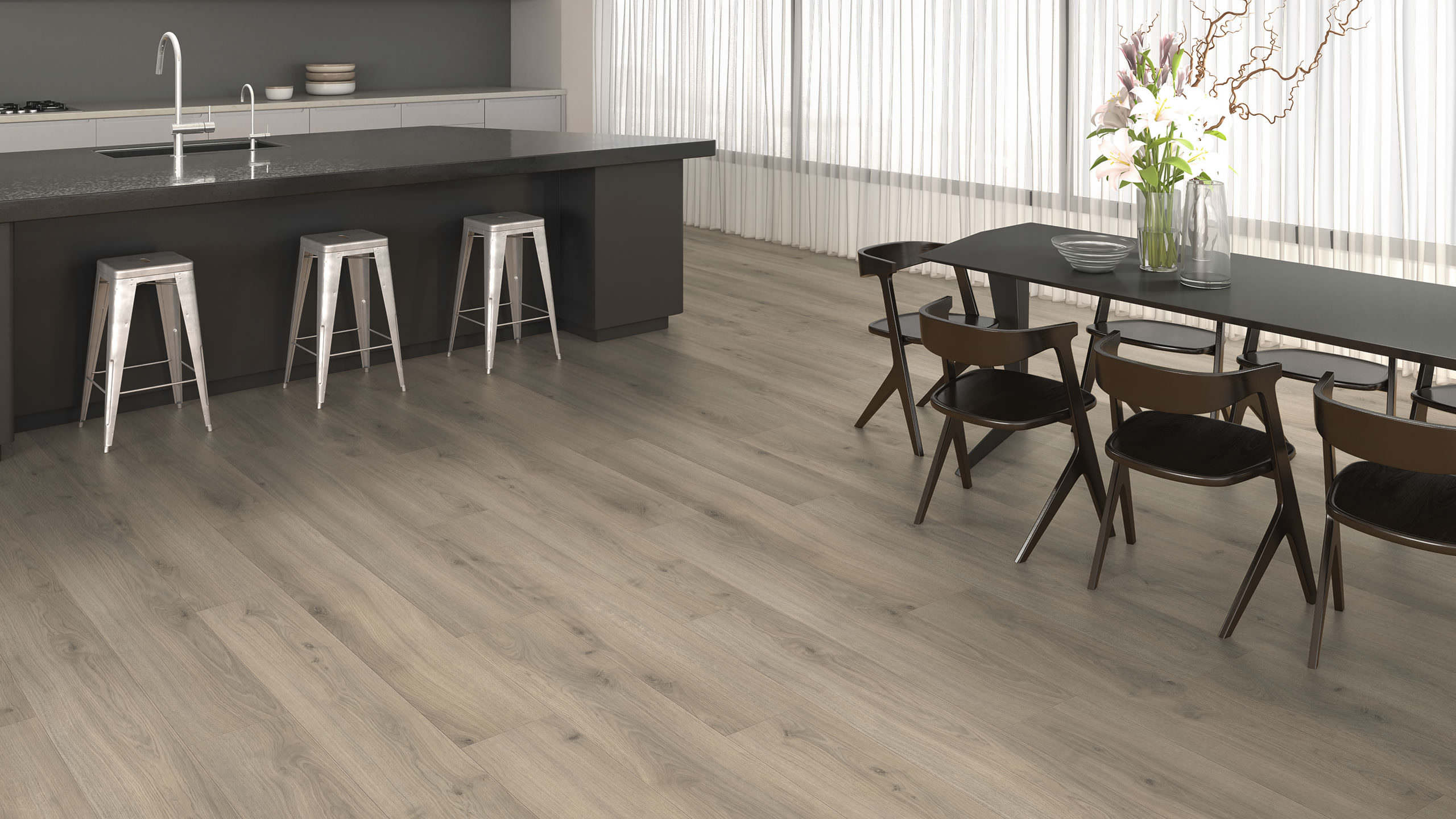 HARO Sol Stratifié TRITTY 200 Aqua Planche large à l'ancienne 4V Chêne Emilia gris velours* authentic soft Top Connect