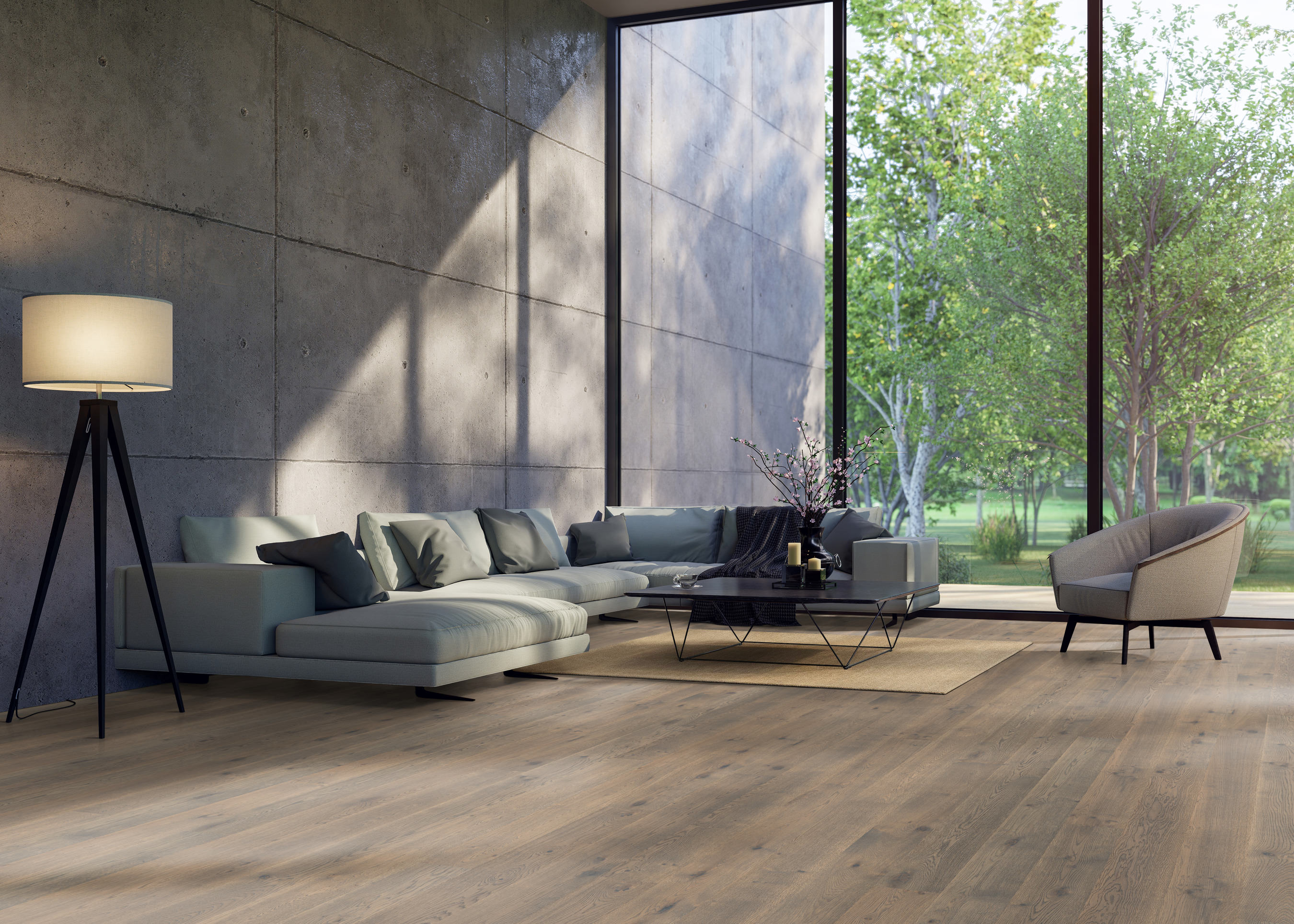 HARO Parquet 4000 Planche large à l'ancienne 180 4V Chêne gris tabac naturel brossé retro huile naturelle Finish Top Connect