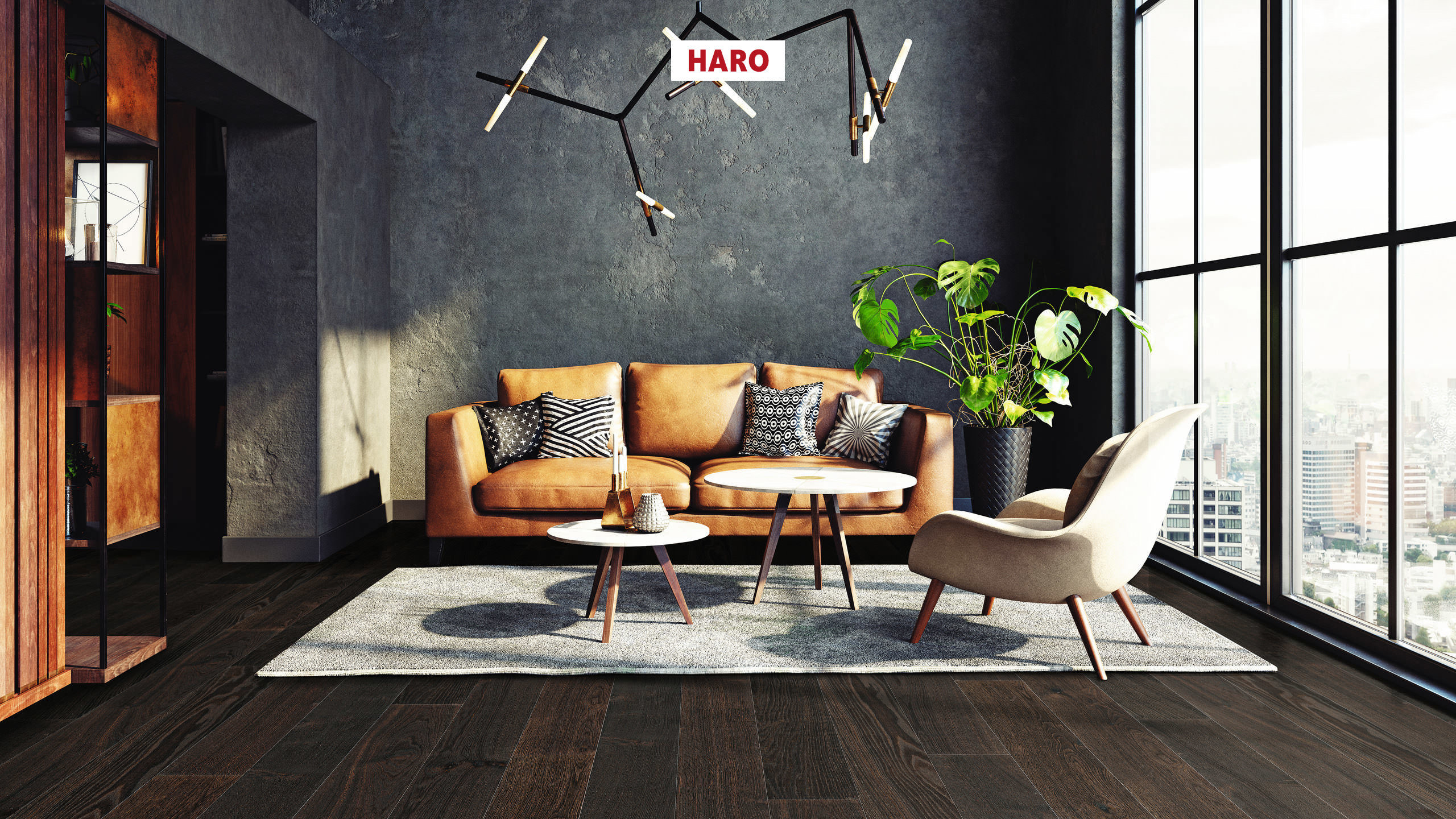 HARO PARQUET 4000 Planche large à l'ancienne 180 4V Chêne foncé brossé naturaLin plus Top Connect