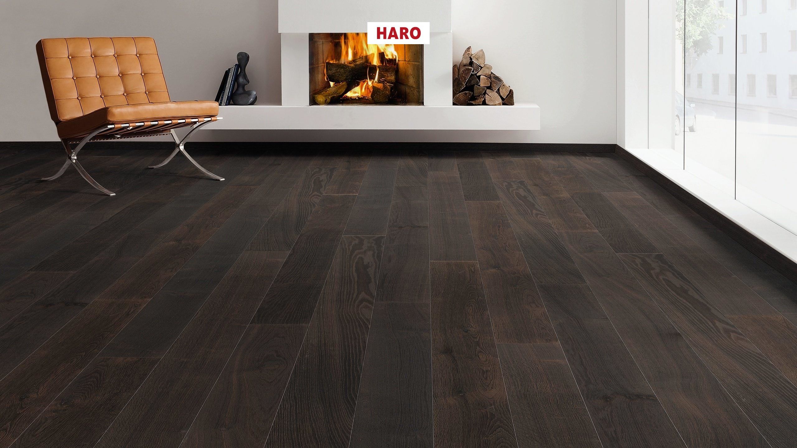 HARO PARQUET 4000 Planche large à l'ancienne 180 4V Chêne foncé brossé naturaLin plus Top Connect