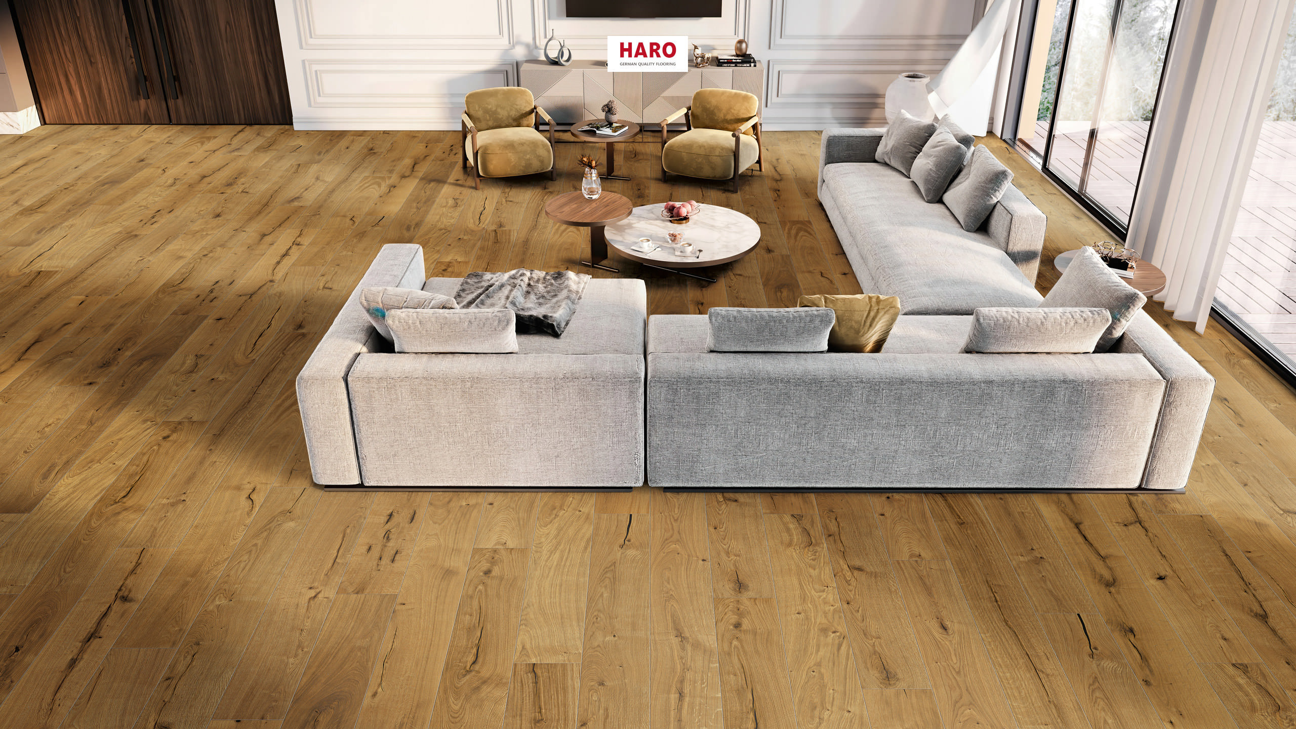 HARO PARQUET 4000 Planche large à l'ancienne 180 4V Chêne Alabama brossé naturaLin plus Top Connect