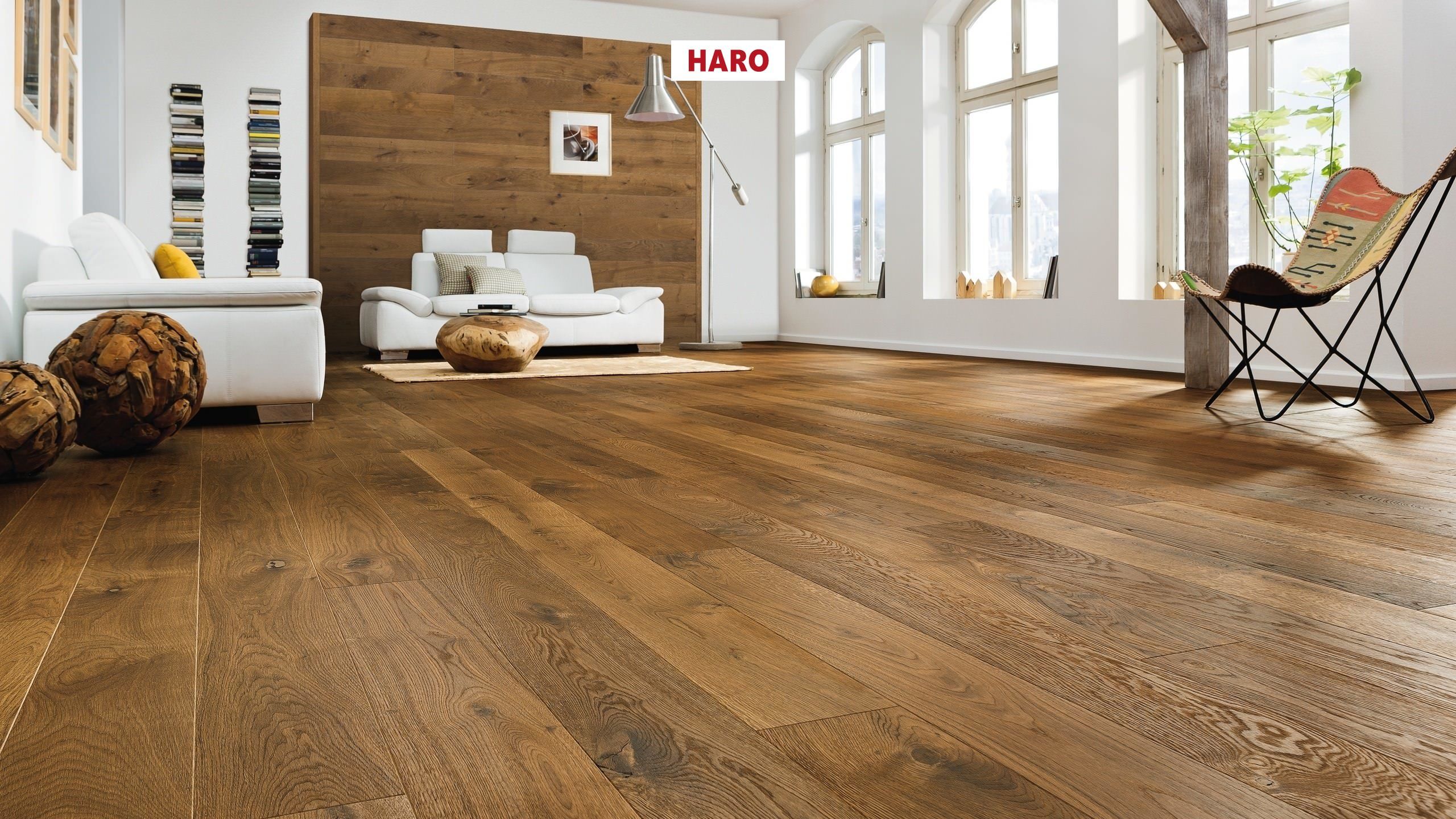 HARO PARQUET 4000 Planche large à l'ancienne 180 4V Chêne fumé Sauvage brossé naturaLin plus Top Connect