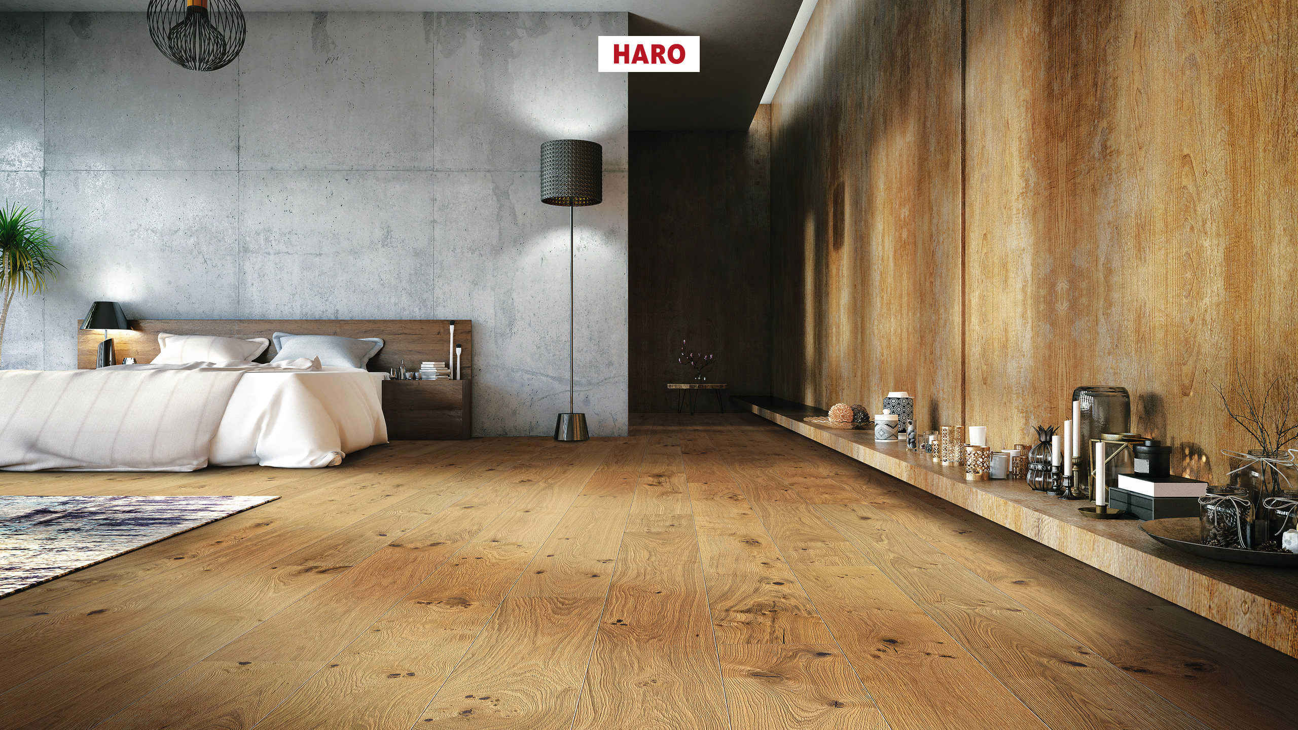 HARO PARQUET 4000 Planche large à l'ancienne 180 4V Chêne Sauvage brossé retro naturaLin plus Top Connect
