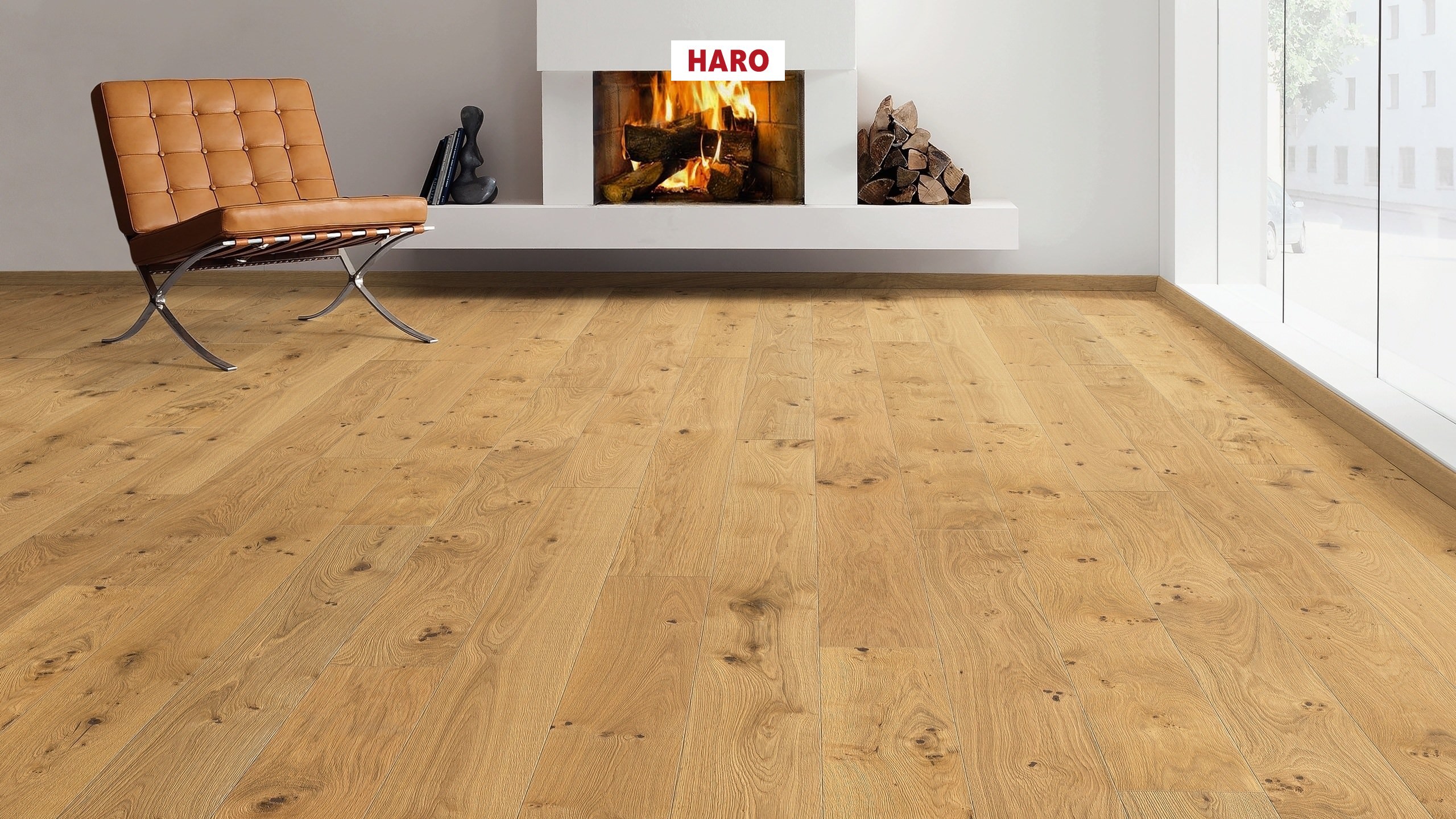HARO PARQUET 4000 Planche large à l'ancienne 180 4V Chêne Sauvage brossé retro naturaLin plus Top Connect