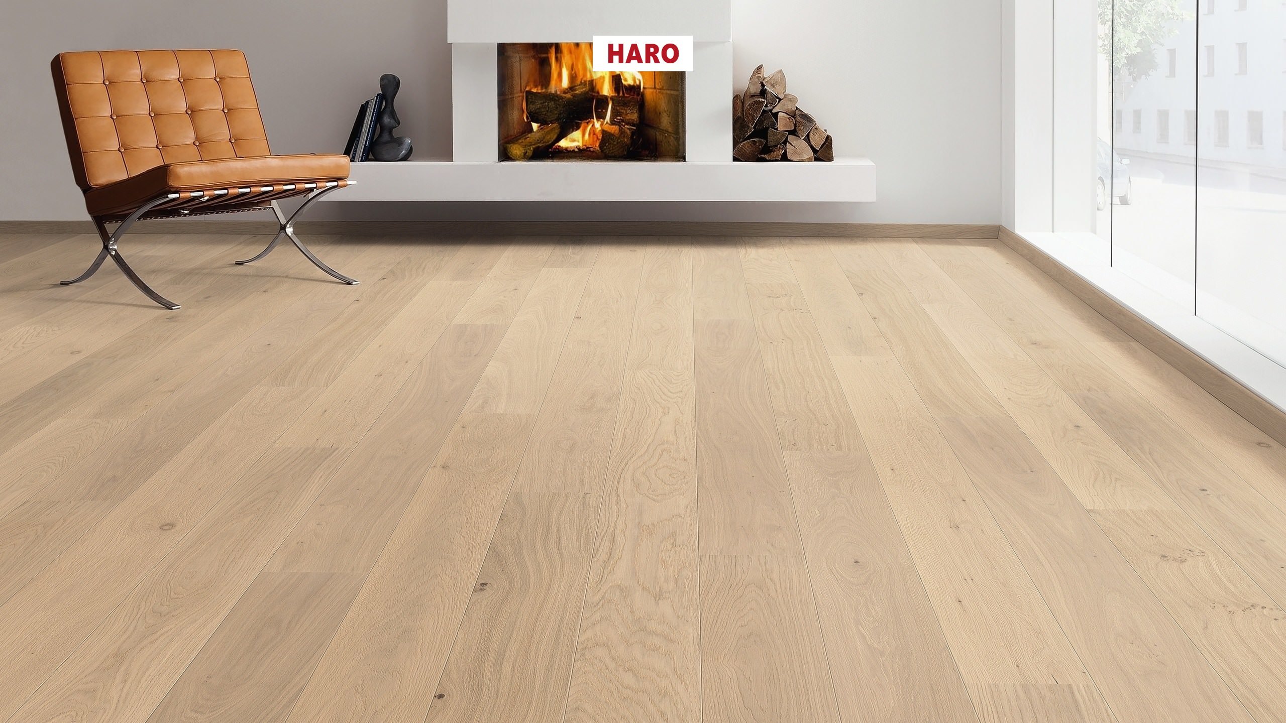 HARO PARQUET 4000 Planche large à l'ancienne 180 2V Chêne blanc clair Markant brossé permaDur Top Connect