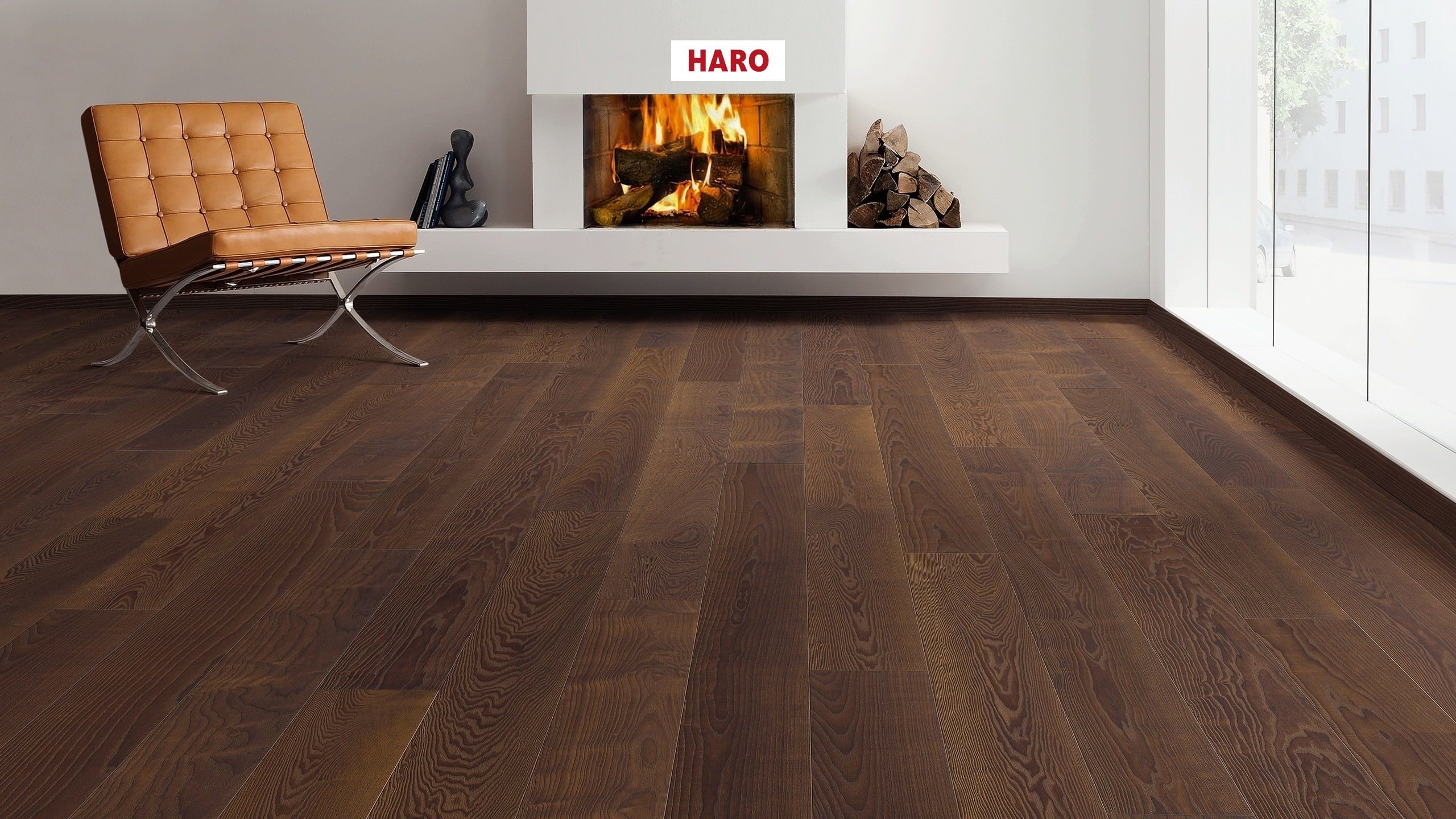 HARO PARQUET 4000 Planche large à l'ancienne 180 4V Frêne thermo-traité Mezzo brossé naturaLin plus Top Connect