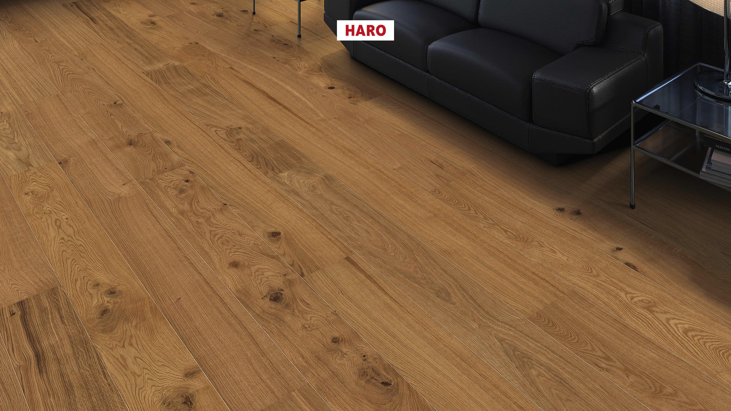HARO PARQUET 3500 HDF Planche large à l'ancienne 2V Chêne Universal brossé permaDur Top Connect