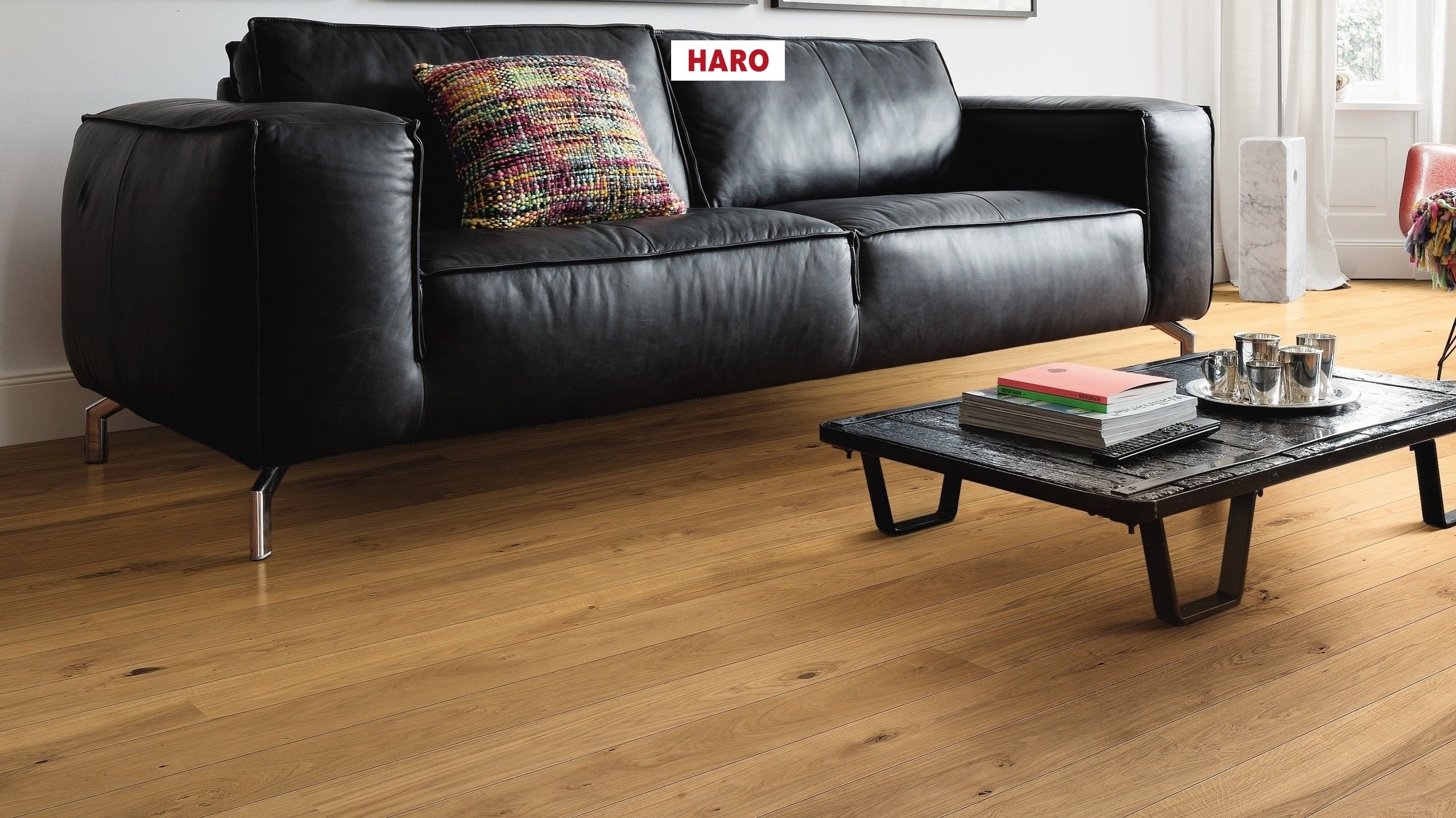 HARO PARQUET 3500 HDF Planche large à l'ancienne 2V Chêne Universal brossé naturaLin plus Top Connect