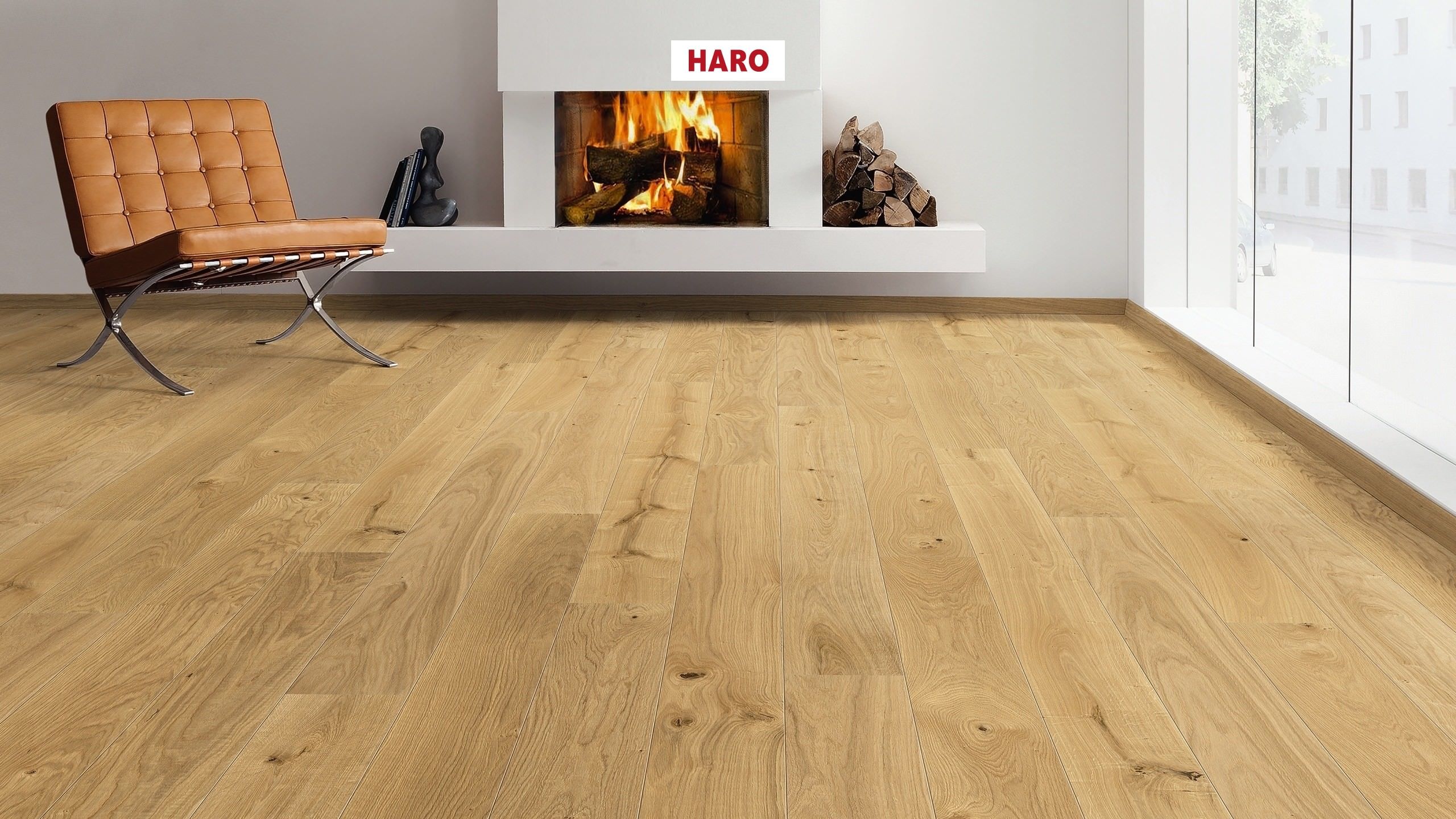 HARO PARQUET 3500 HDF Planche large à l'ancienne 2V Chêne Universal brossé naturaLin plus Top Connect