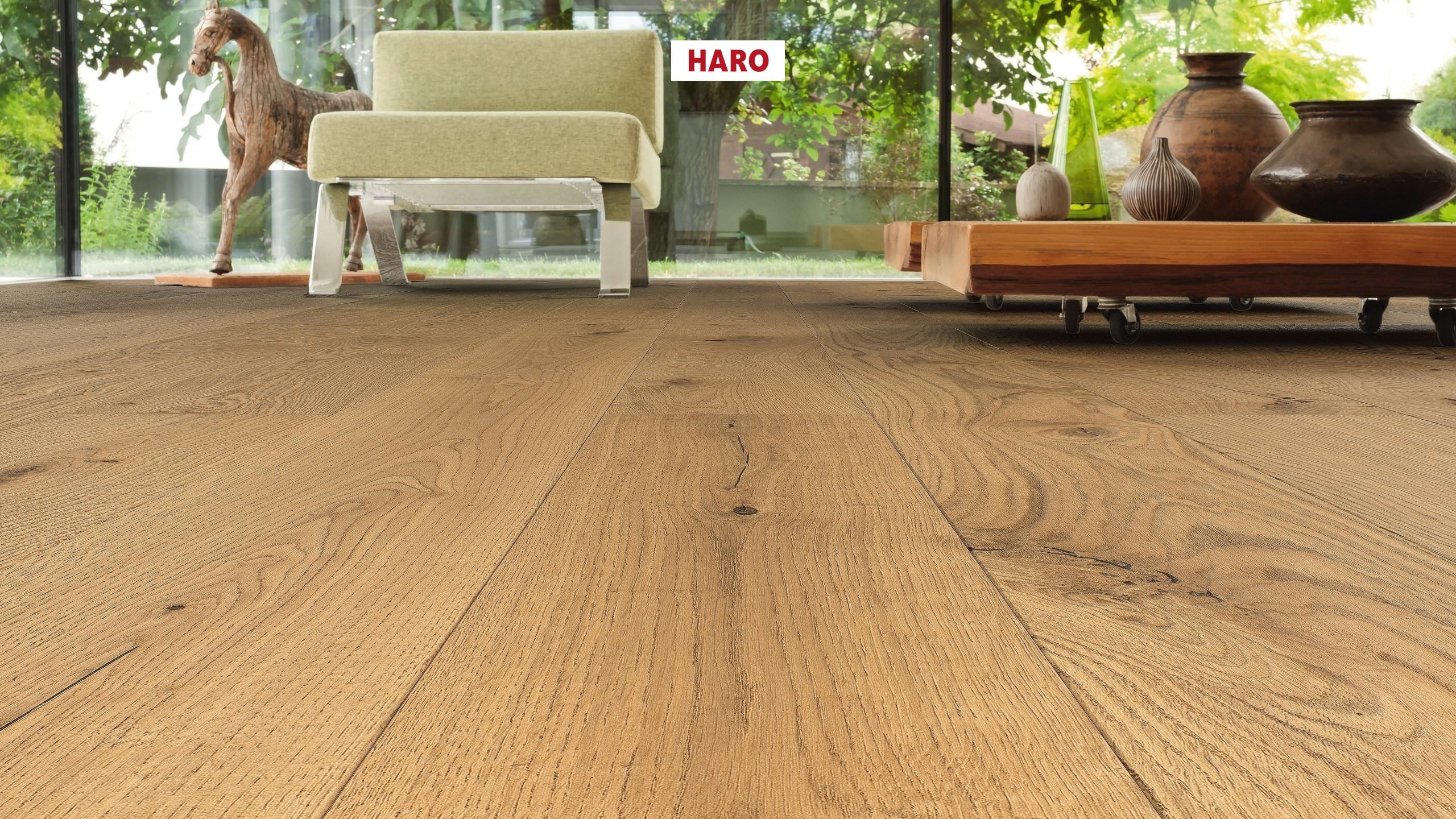 HARO Professional PARQUET 4000 Planche large à l'ancienne 2V Chêne rustico brossé naturaDur Top Connect