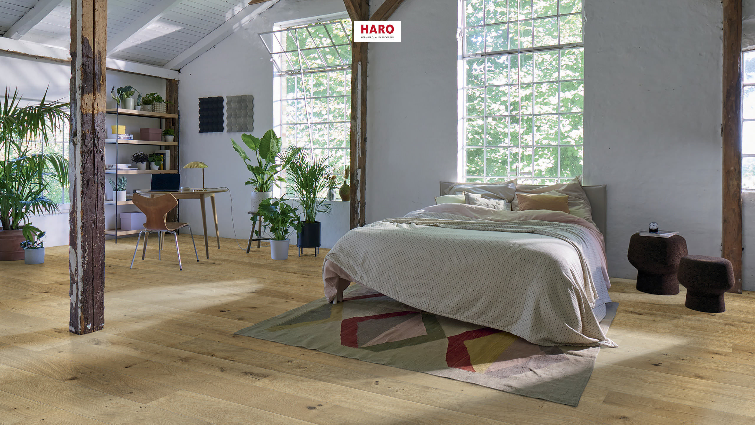 HARO PARQUET 2500 Planche large à l'ancienne 180 2V Chêne Universal brossé naturaLin plus Top Connect