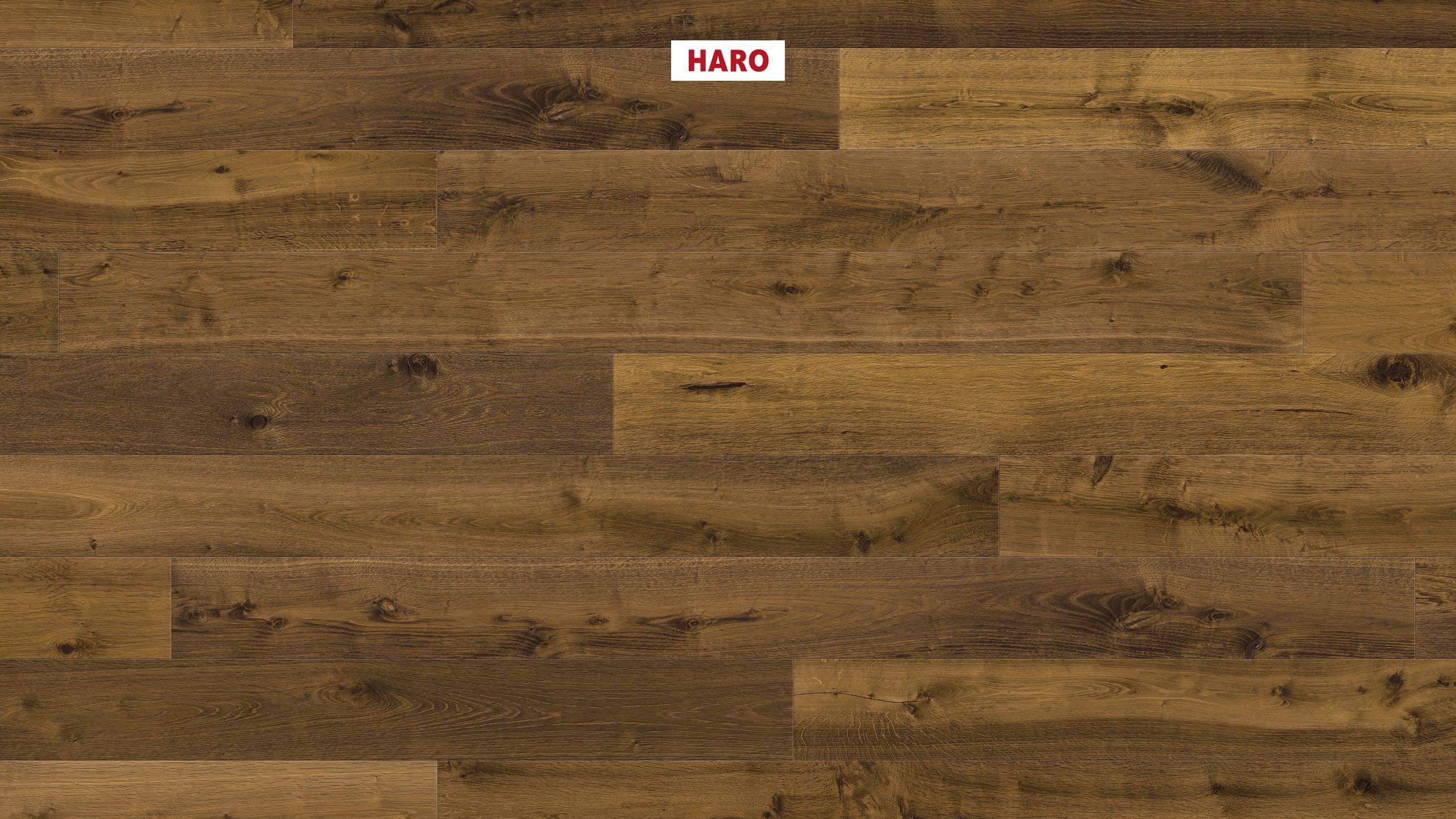HARO PARQUET 4000 Planche large à l'ancienne 180 4V Chêne fumé léger Sauvage brossé naturaLin plus Top Connect