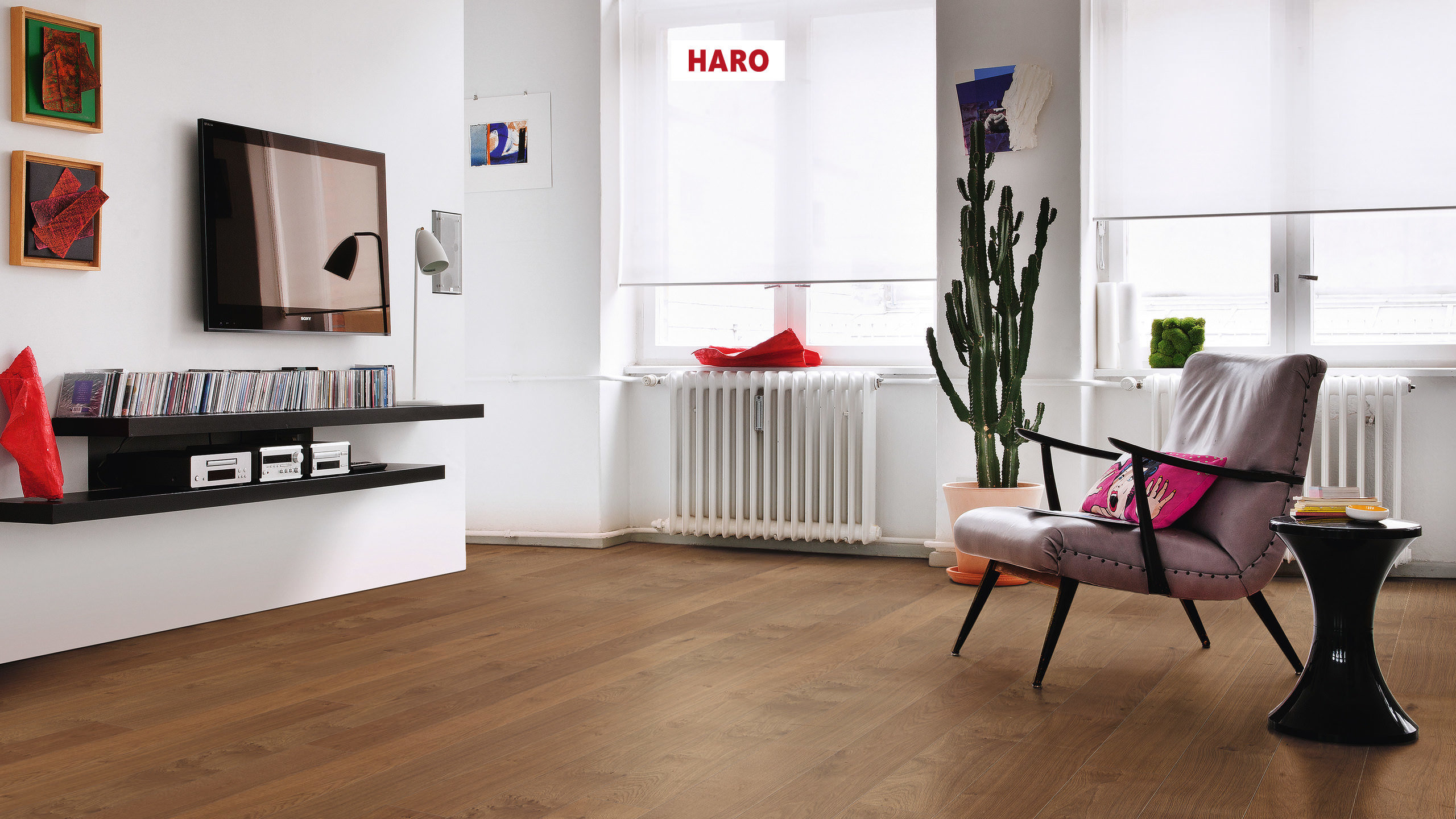 HARO PARQUET 4000 Planche large à l'ancienne 180 4V Noyer américain Universal naturaLin plus Top Connect