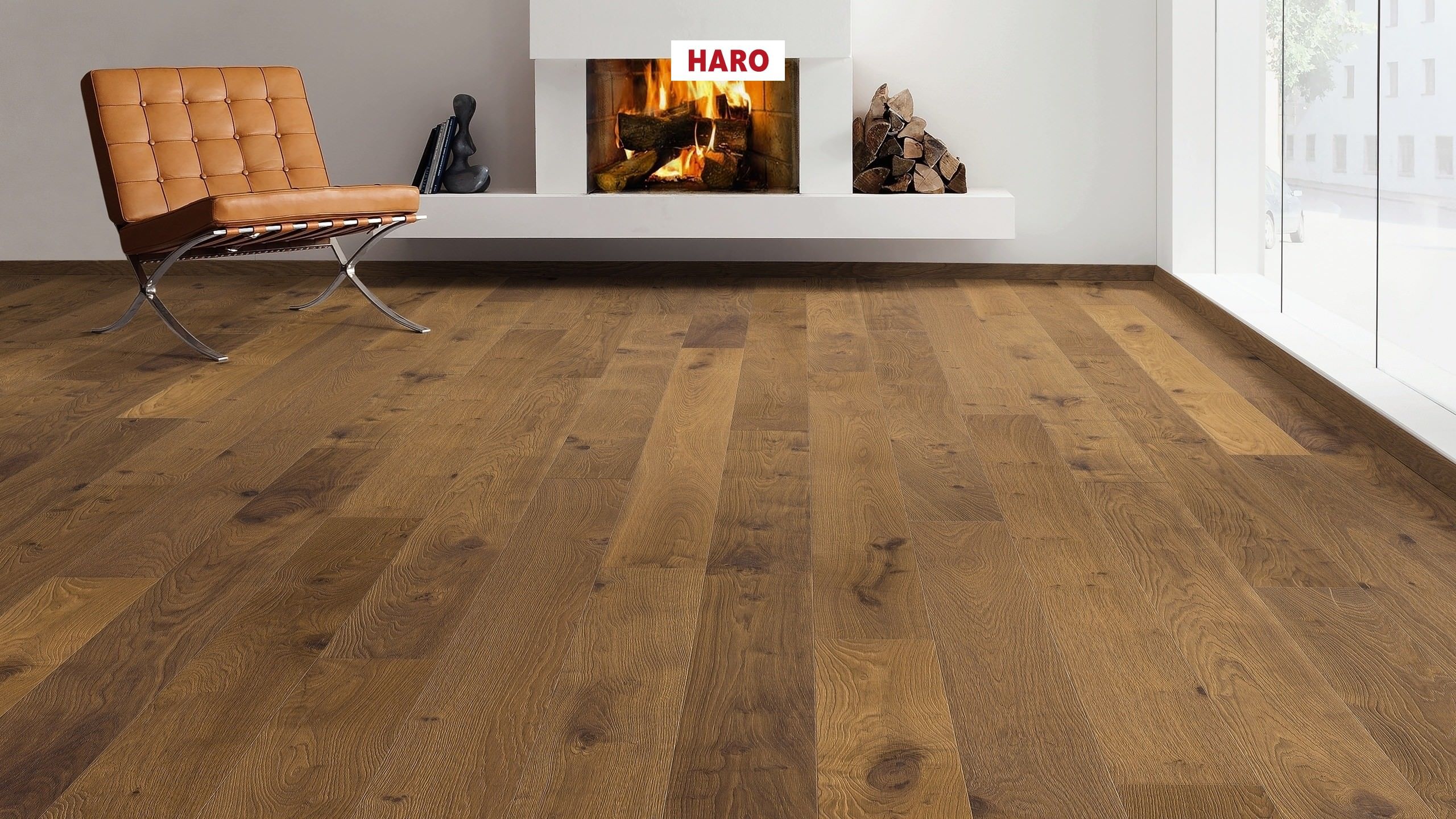 HARO Professional PARQUET 4000 Planche large à l'ancienne 4V Chêne fumé rustico brossé retro naturaLin plus Top Connect