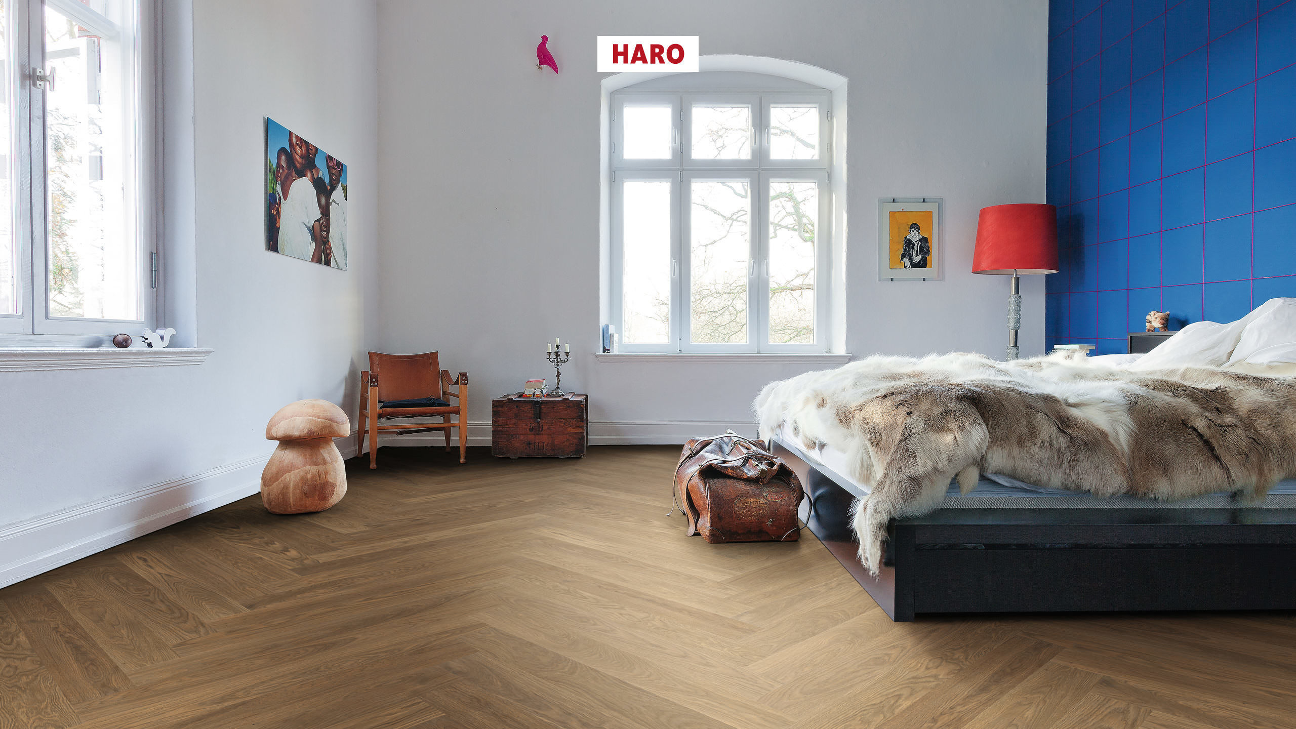 HARO PARQUET 4000 Planche large Prestige Chêne gris sable Markant brossé naturaDur Rainure & languette