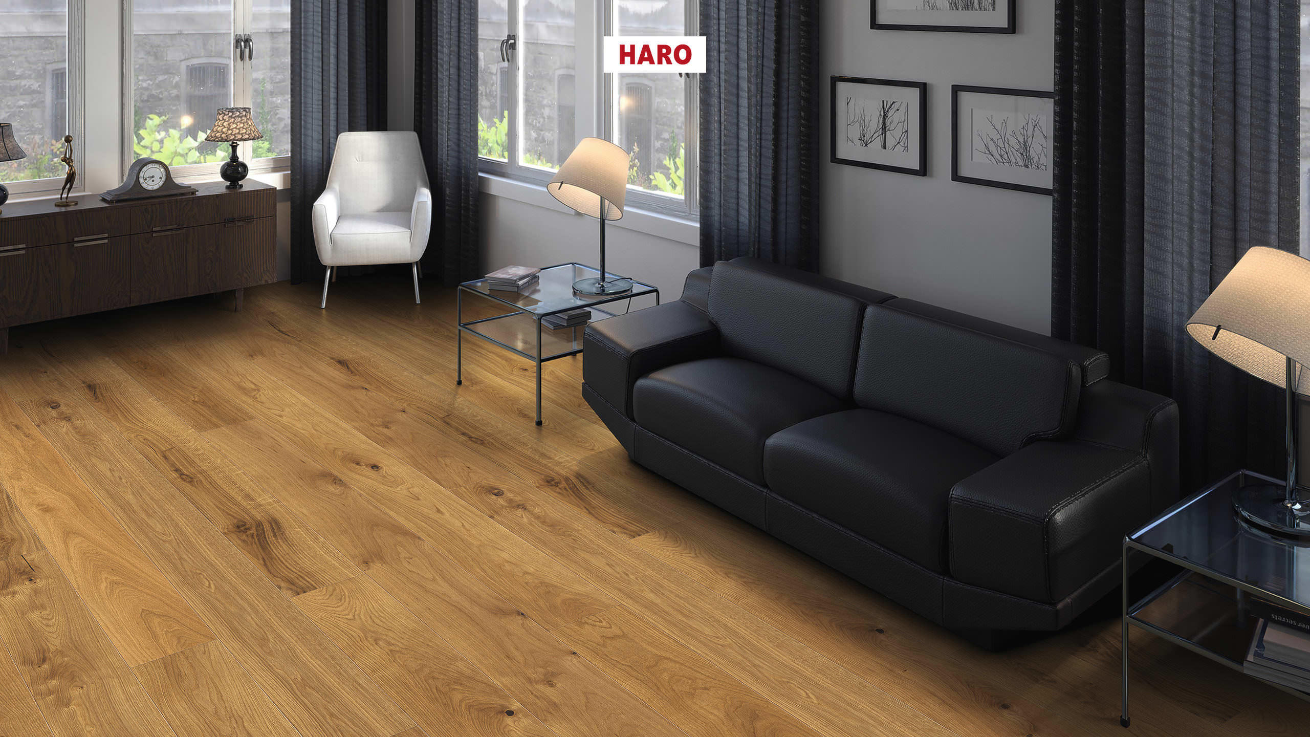 HARO PARQUET 4000 Planche large Maxim 4V Chêne Sauvage brossé naturaLin plus Rainure & languette