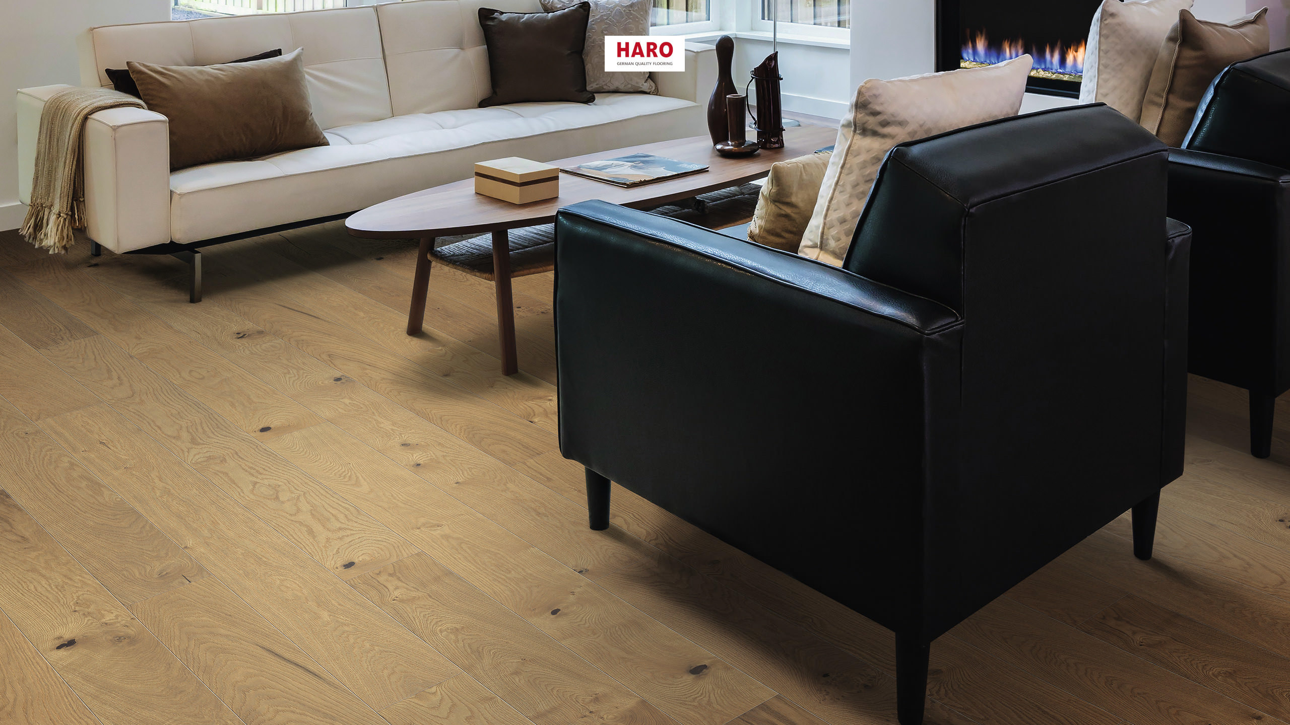HARO PARQUET 4000 Planche large Maxim 4V Chêne fumé Sauvage brossé naturaLin plus Rainure & languette