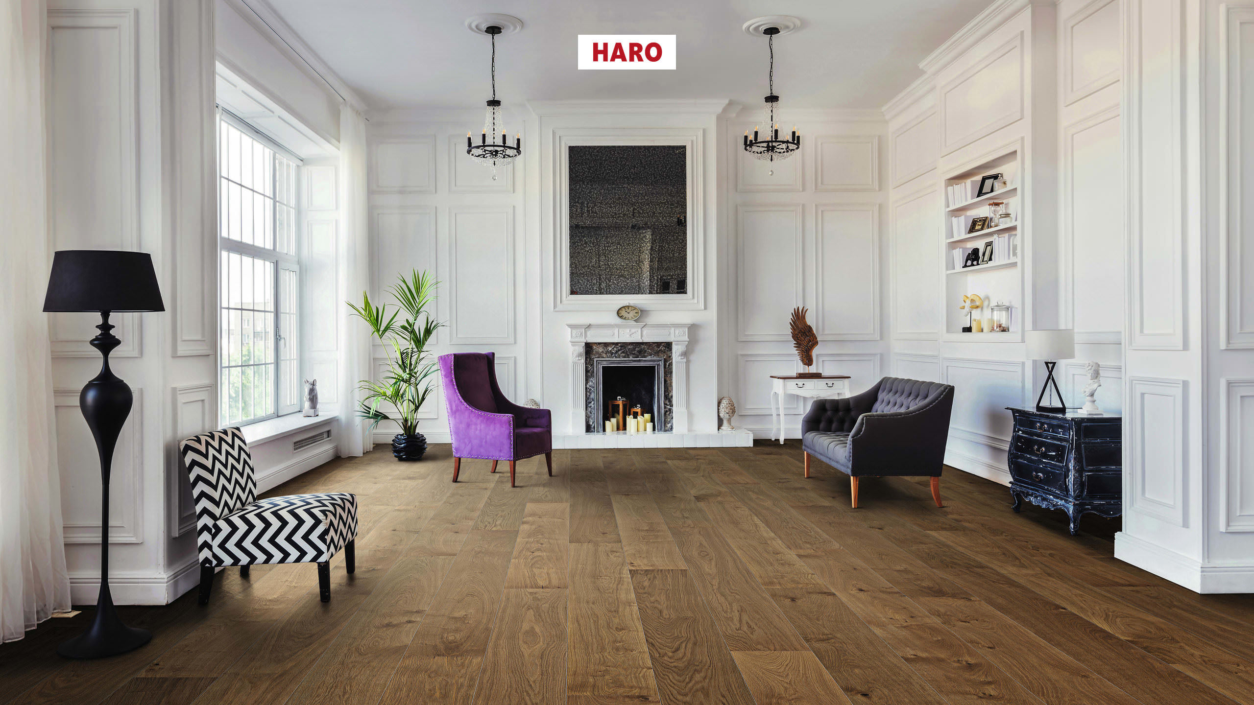 HARO PARQUET 4000 Planche large Plaza 240 4V Chêne fumé Markant brossé naturaLin plus Top Connect