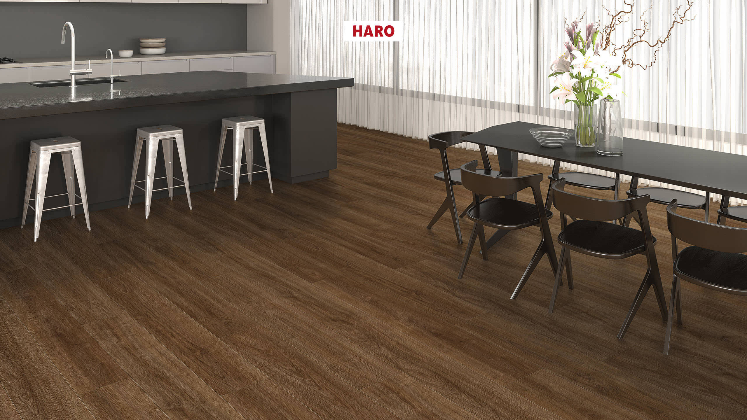 HARO Sol Stratifié TRITTY 200 Aqua Planche large à l'ancienne 4V Chêne Eleganza fumé* authentic Silent Pro Top Connect