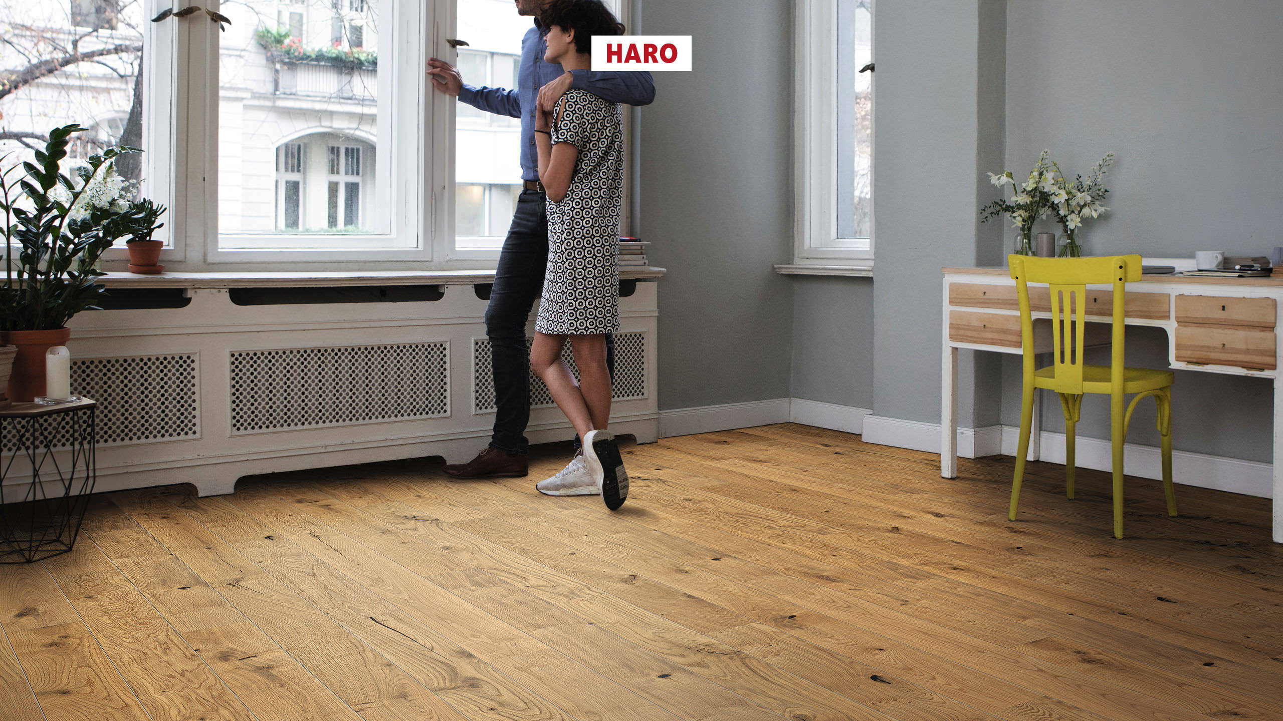 HARO PARQUET 4000 Planche large Duna 4V Chêne Sauvage brossé naturaDur Rainure & languette