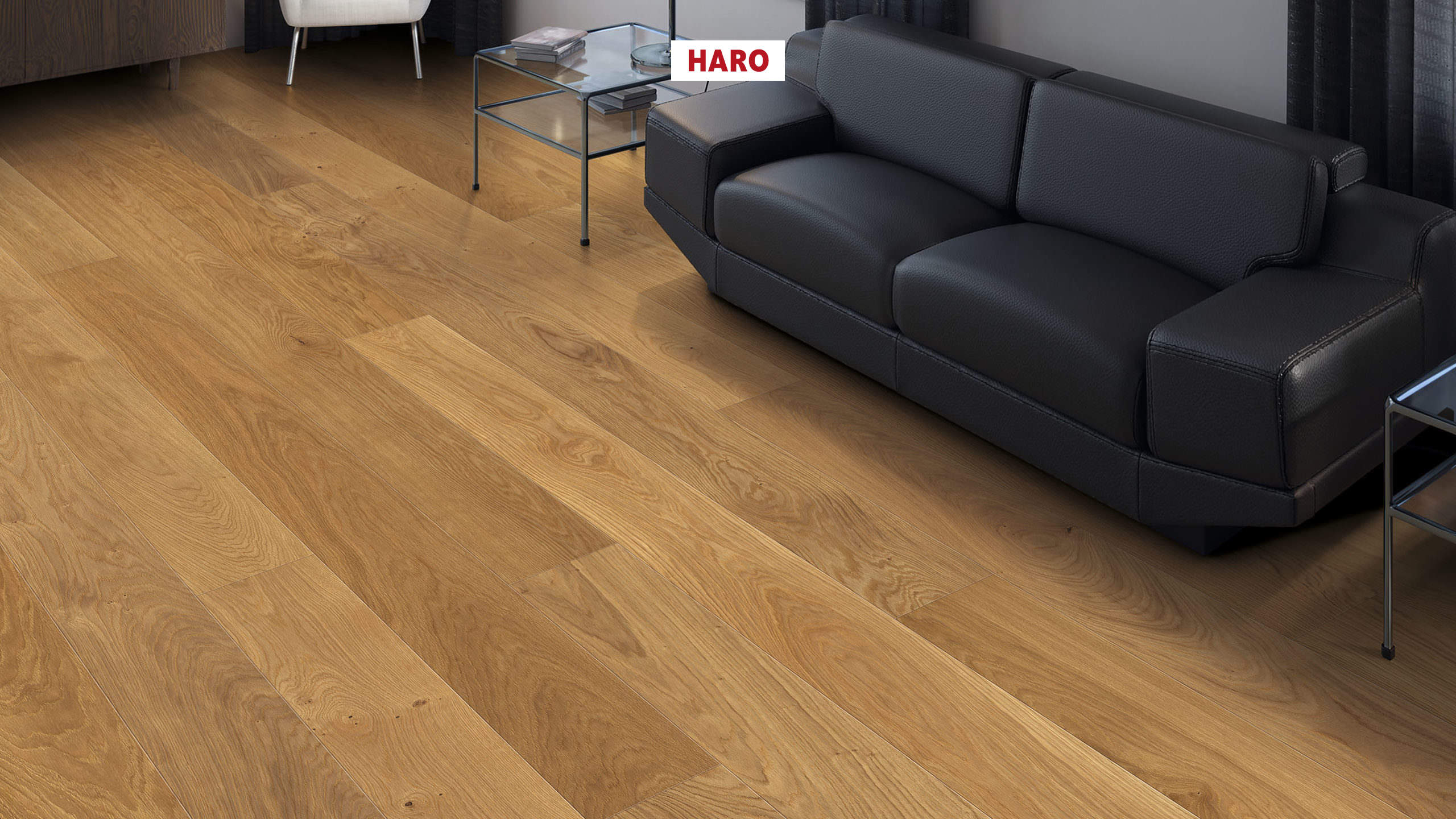 HARO PARQUET 4000 Planche large à l'ancienne 180 4V Chêne Variant brossé naturaLin plus Top Connect