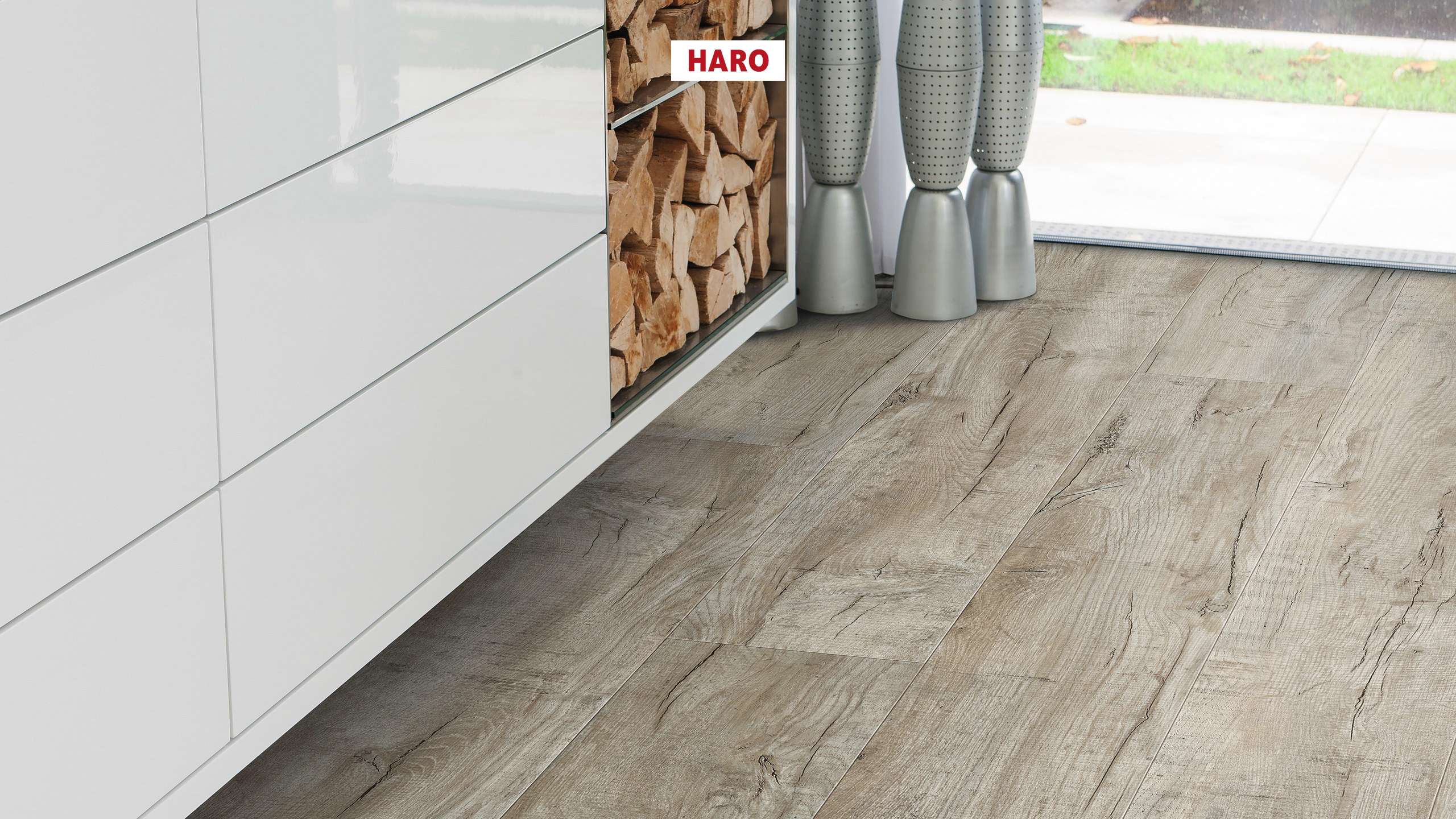 DISANO by HARO LifeAqua Planche large à l'ancienne 4V Chêne Cardiff blanc* brossé Top Connect