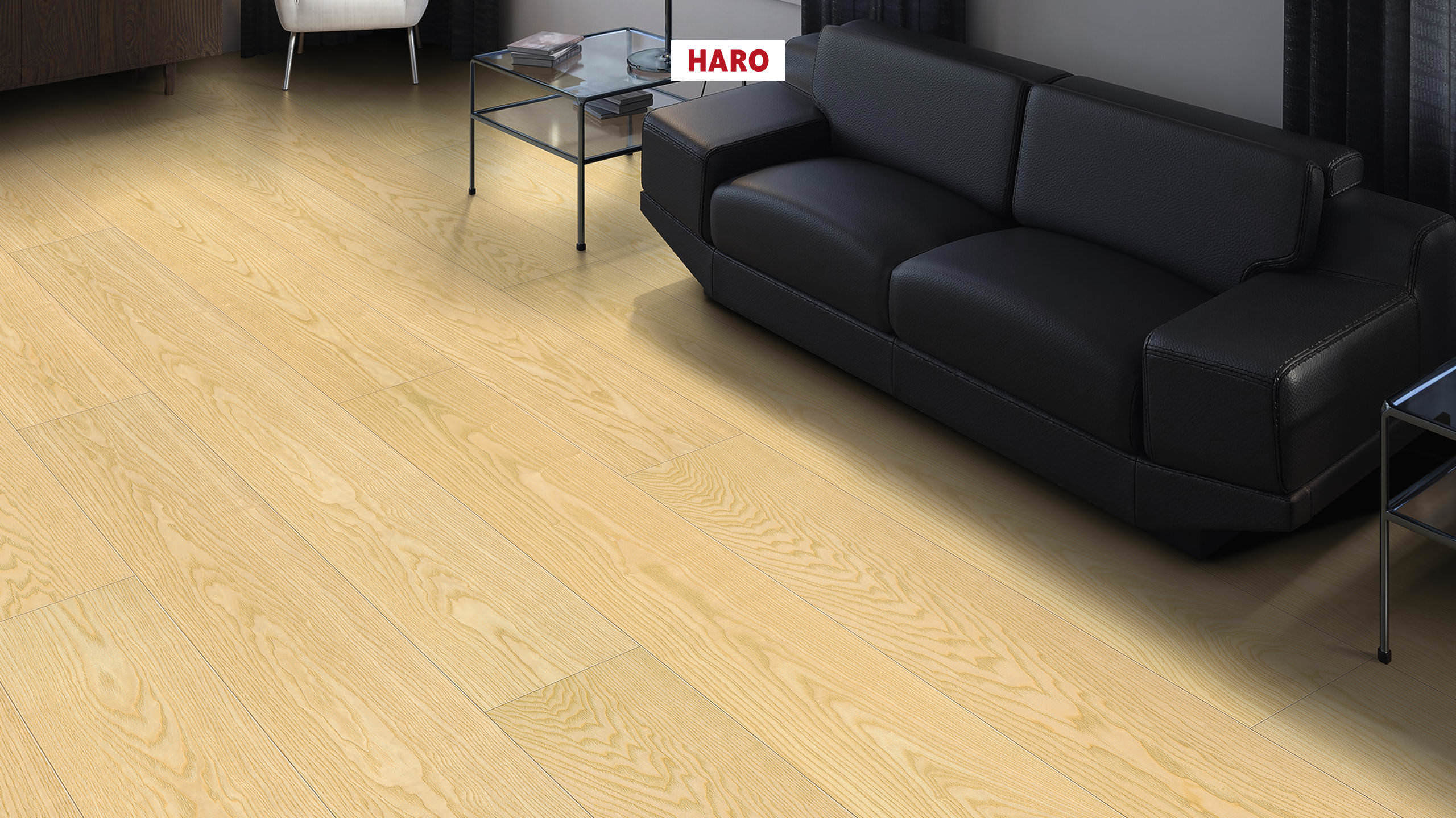 HARO Wood Performance Floor Multivo Planche large 4V Frêne brossé naturaDur plus Top Connect