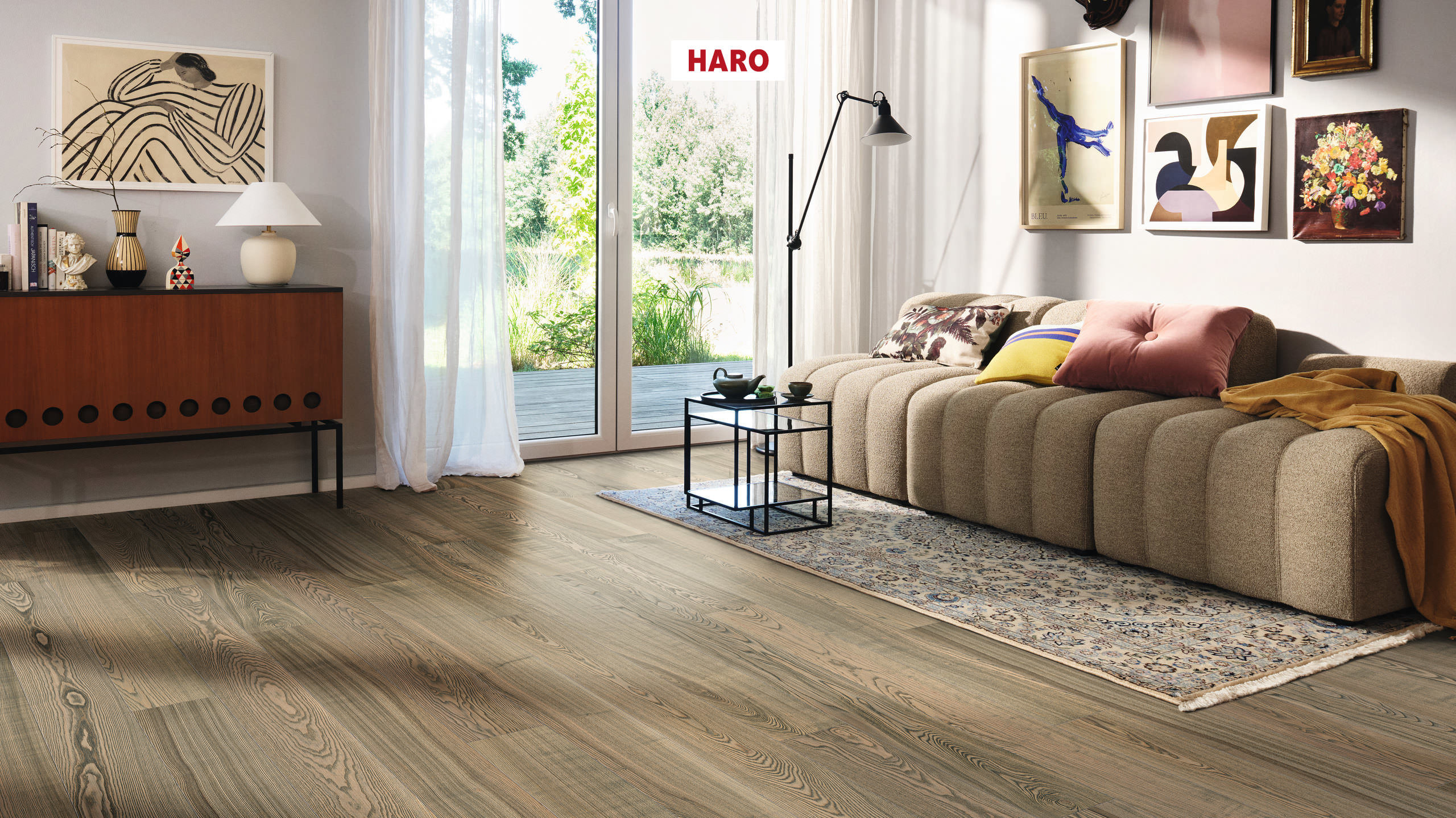 HARO PARQUET 4000 Planche large à l'ancienne 180 4V Frêne gris tabac Universal brossé retro naturaLin plus Top Connect