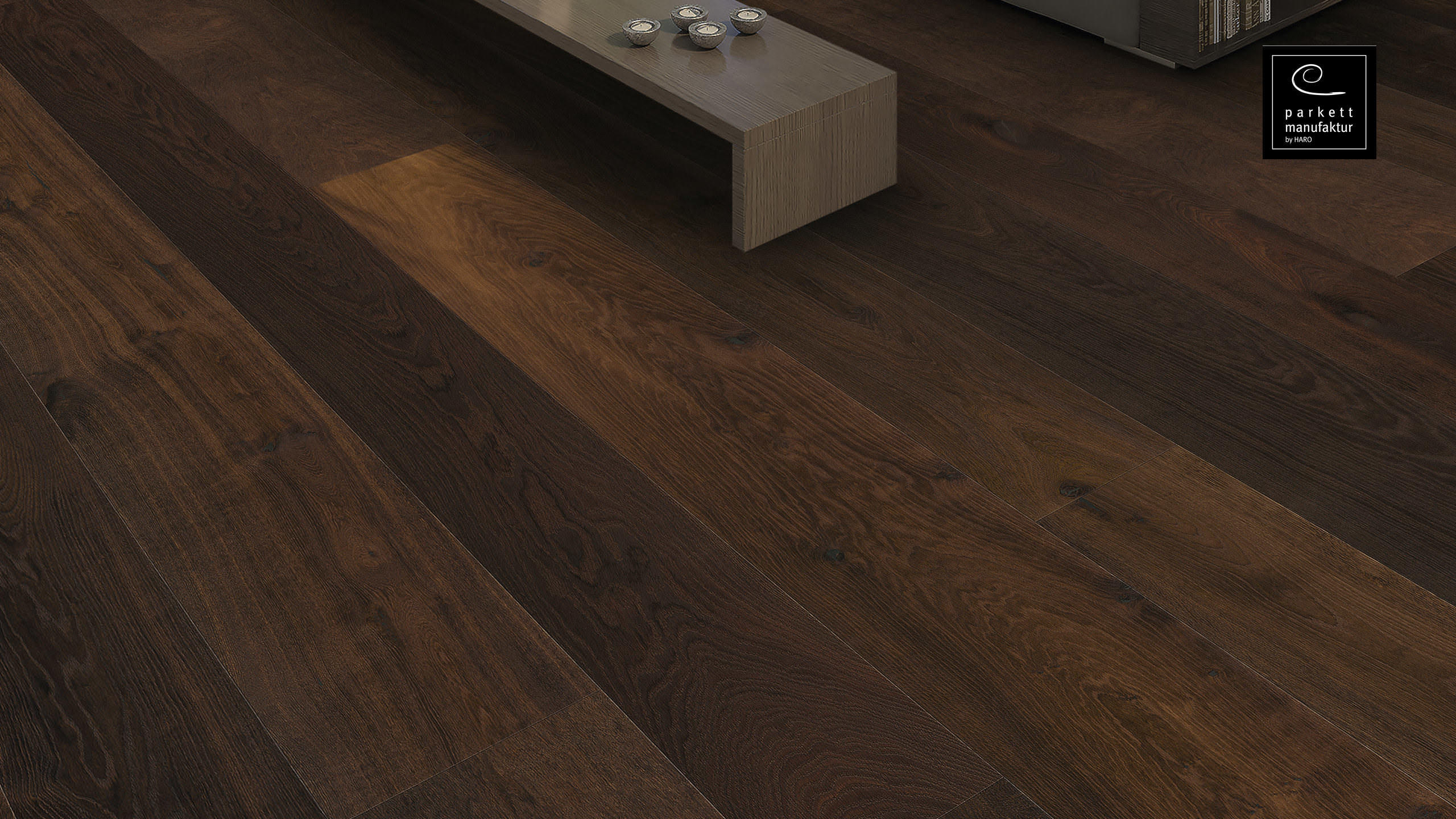 parkettmanufaktur by HARO 6000 Planche large XL 4V Chêne fumé brossé oleovera Rainure & languette