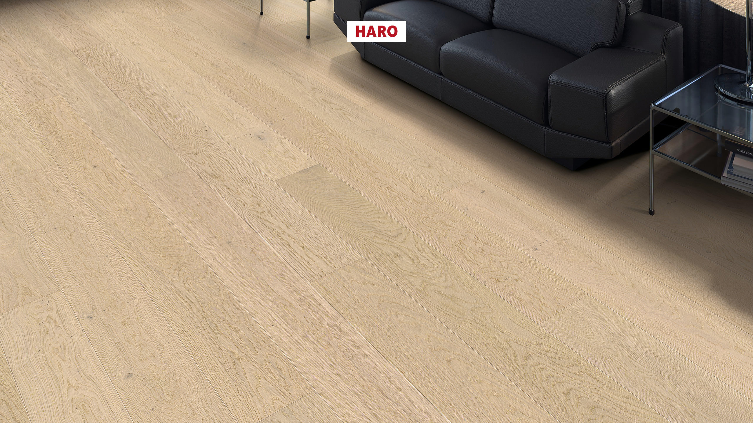 HARO PARQUET 4000 Planche large à l'ancienne 180 4V Chêne blanc clair Markant brossé naturaDur Top Connect