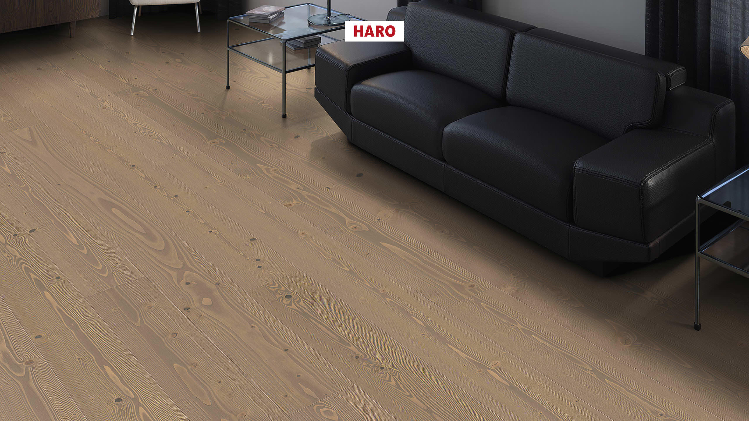 HARO PARQUET 4000 Planche large à l'ancienne 180 4V Sapin pastel gris Universal brossé naturaDur Top Connect