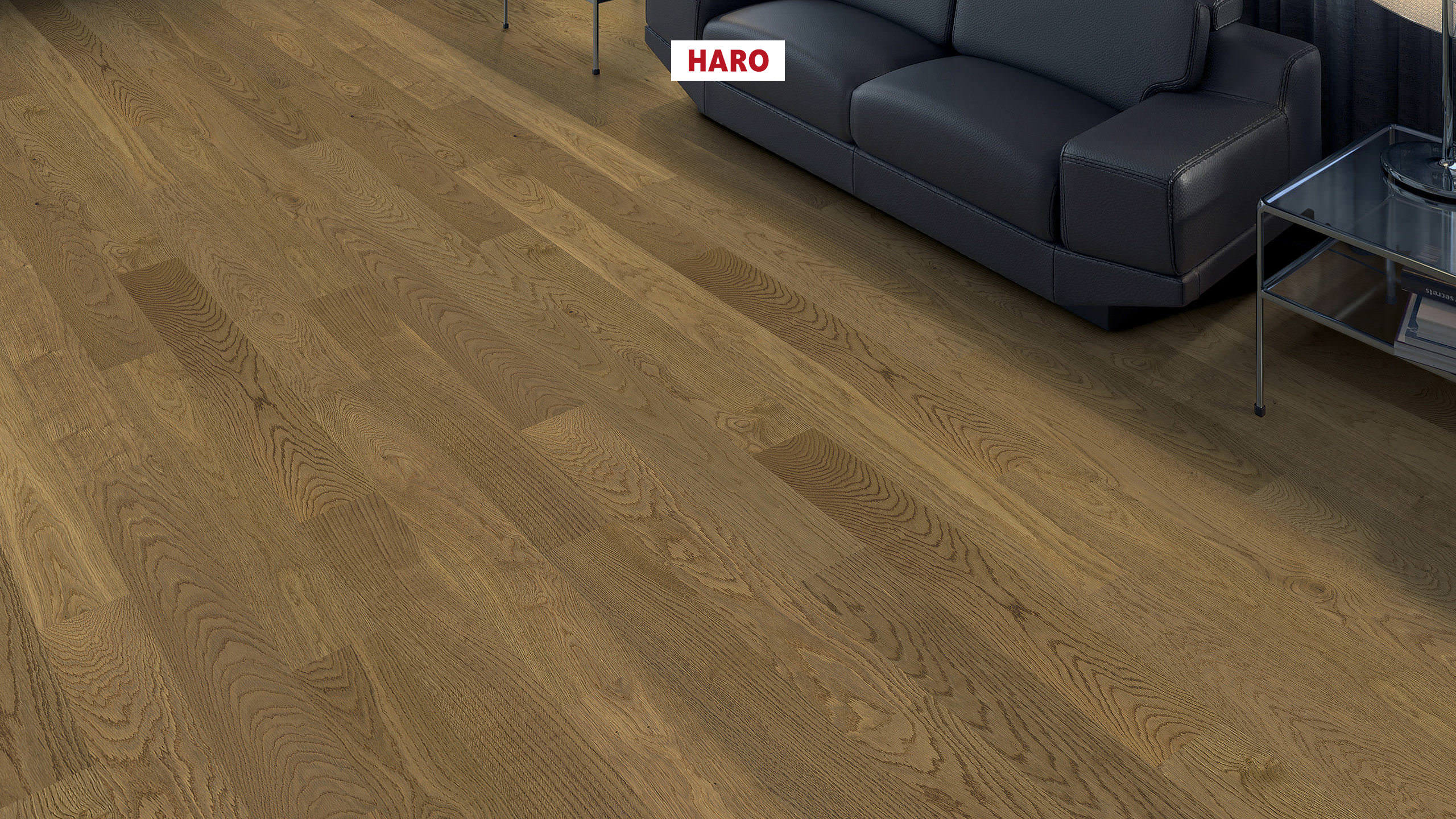 HARO PARQUET 4000 Planche large Prestige Chêne fumé léger Markant brossé naturaDur Rainure & languette