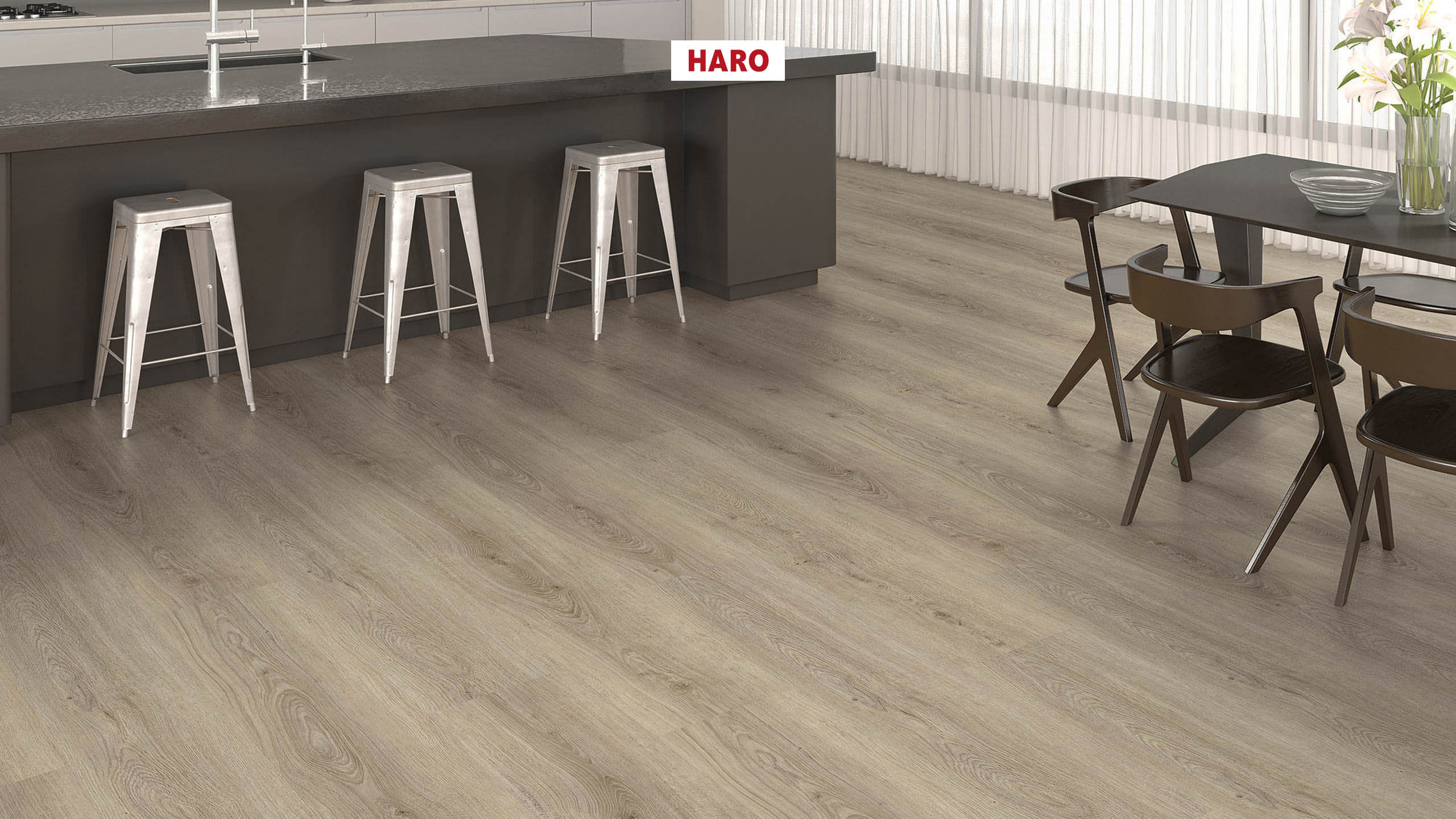 DISANO by HARO Project Planche large à l'ancienne 4VM Chêne Sheffield marron gris* authentic