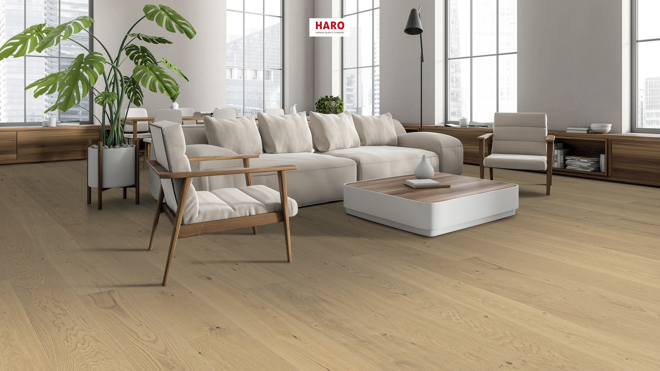 HARO PARQUET 4000 Planche large Plaza 240 4V Chêne invisible Markant raboté main naturaLin plus Top Connect