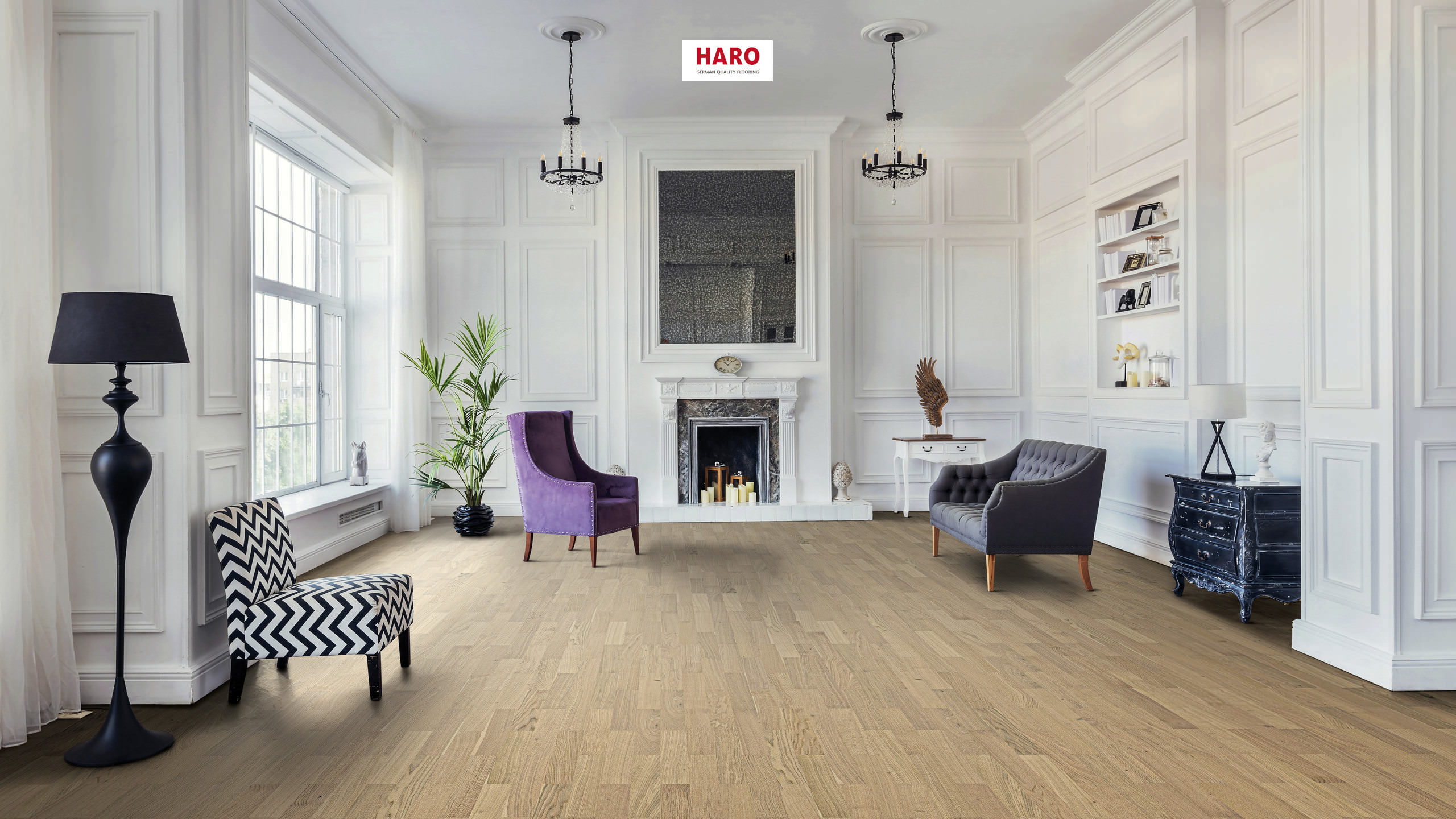 HARO PARQUET 3000 Lame Allegro Chêne invisible Objekt naturaDur Nut & Feder Rechts