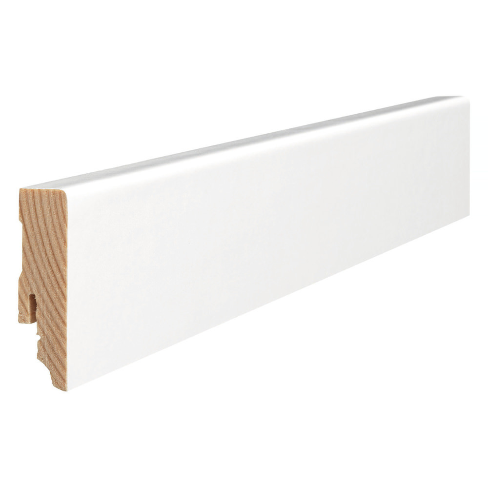 Battiscopa ad innesto di legno massiccio 16 x 58 mm cubo 2,2 m pellicola strong opaco bianco