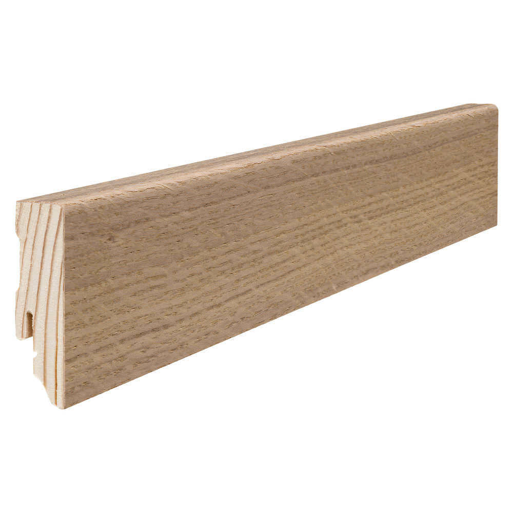 Battiscopa ad innesto di legno massiccio 16 x 58 mm cubo 2,2 m impiallacciato oliato Rovere bianco puro