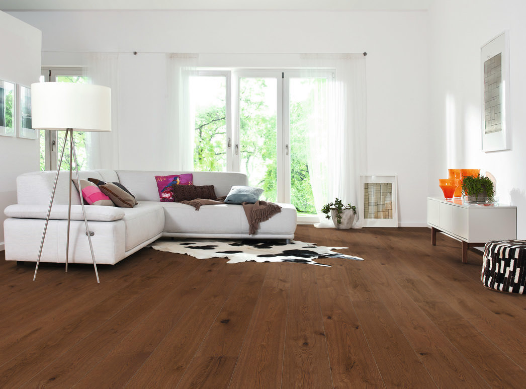 HARO PARQUET 3500 HDF Plancia 2B Rovere marrone moscato Universal spazzolato naturaLin plus Top Connect