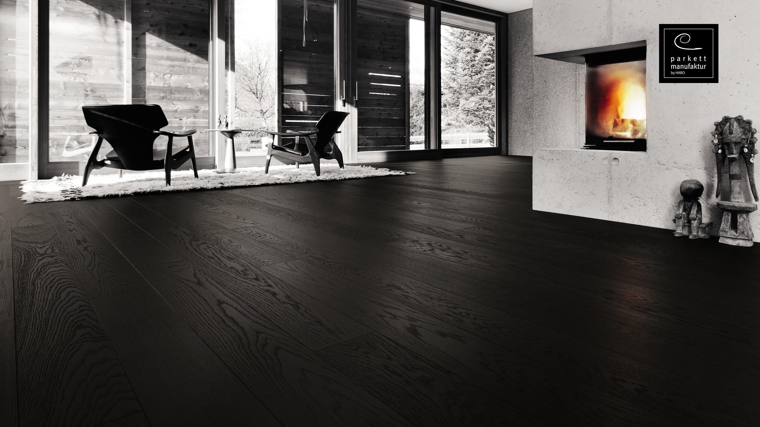 parkettmanufaktur by HARO 4000 Plancia 4B Rovere nero carbone Selectiv spazzolato oleovera Top Connect
