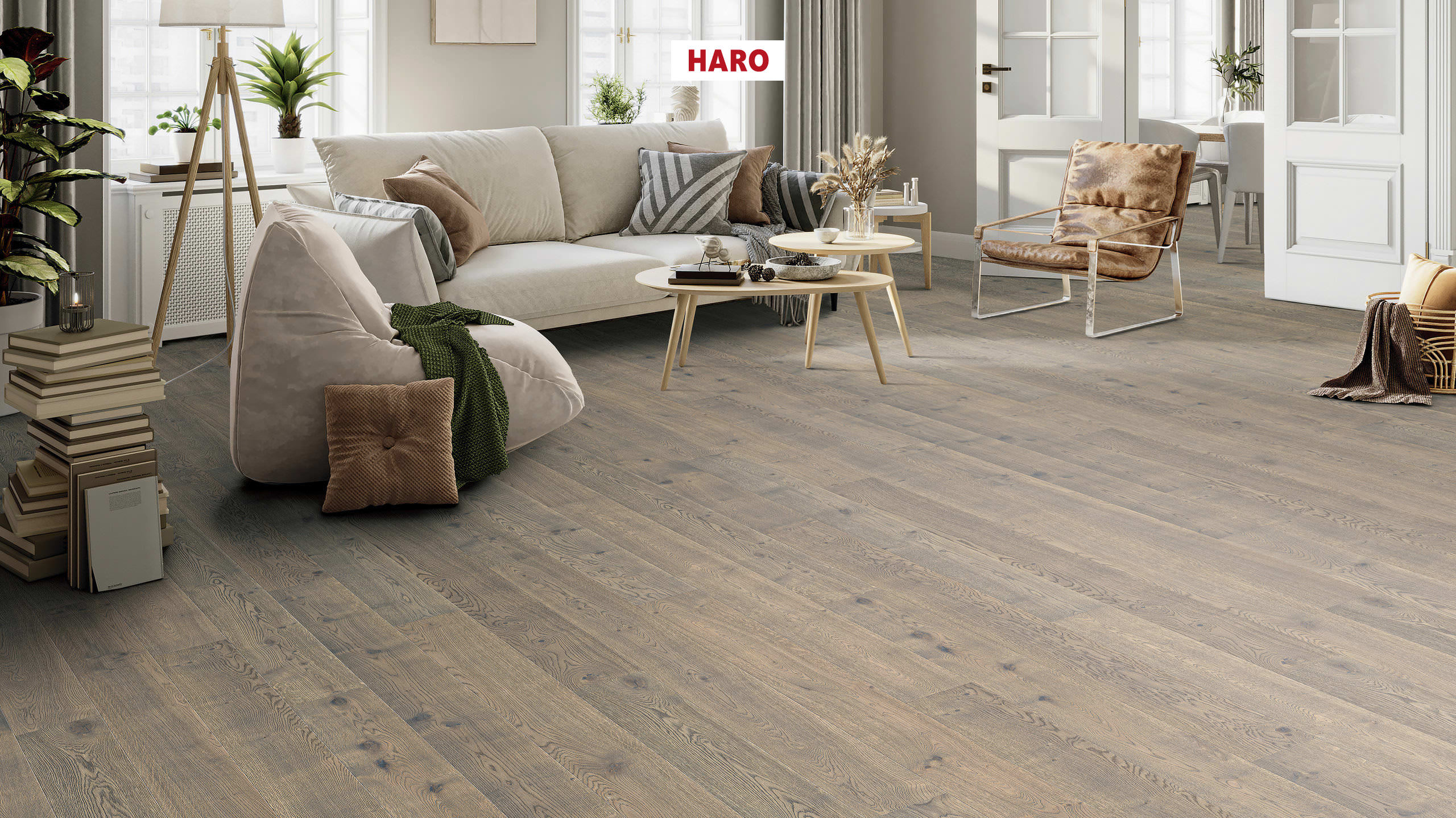 HARO PARQUET 4000 Plancia 180 4B Rovere grigio tabacco Sauvage spazzolato retro naturaLin plus Top Connect